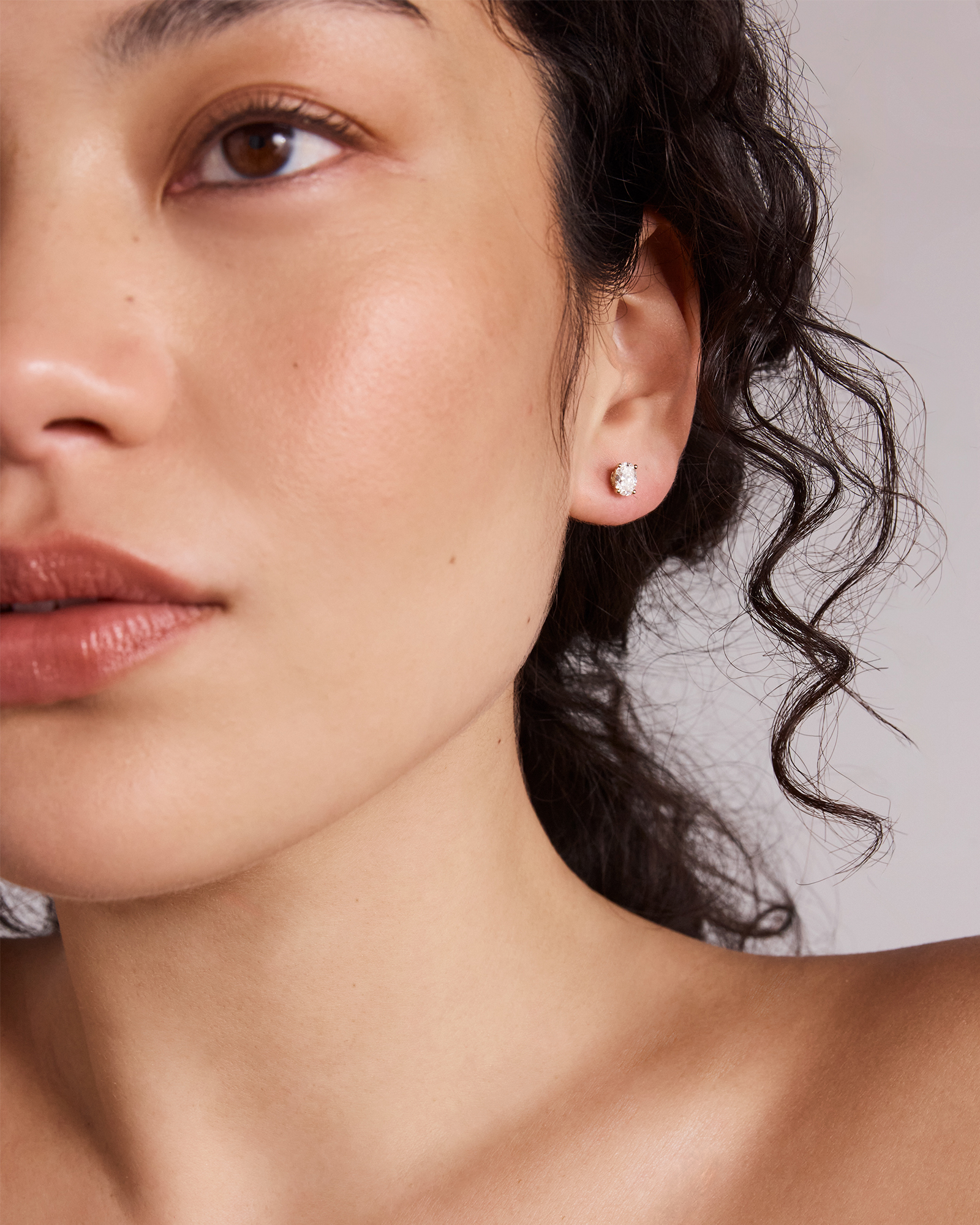 1.00 Carat TW Oval Cut Laboratory-Grown Diamond Solitaire Stud Earrings in 10kt Yellow Gold