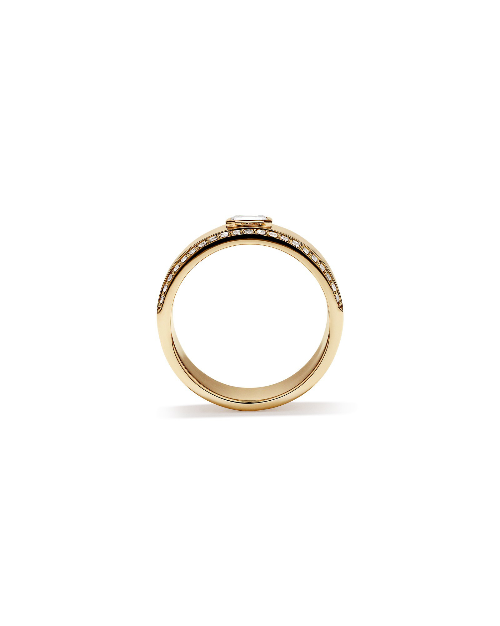 0.50 Carat TW of Laboratory-Grown Emerald & Round Brilliant Diamond Ring 10kt Yellow Gold