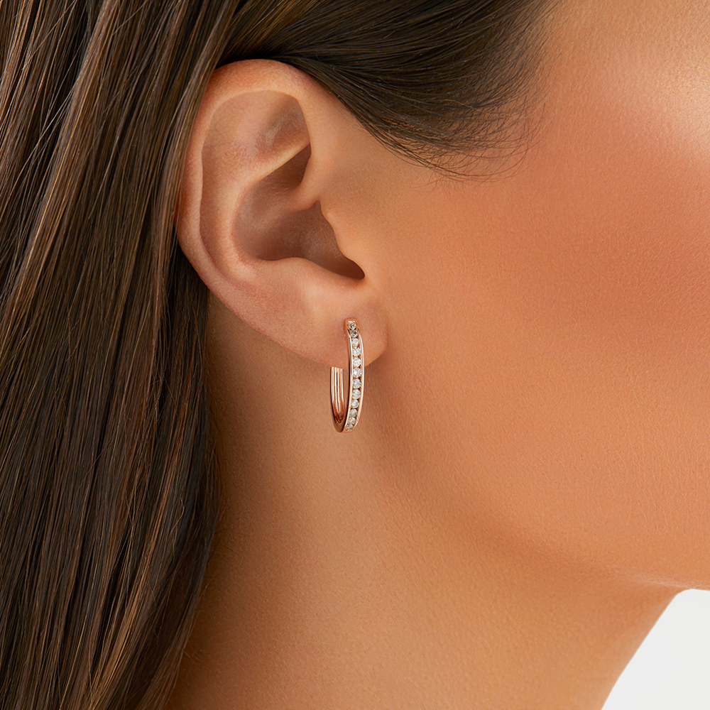 Huggie Earrings with 0.25 Carat TW of Diamonds 10kt Rose Gold