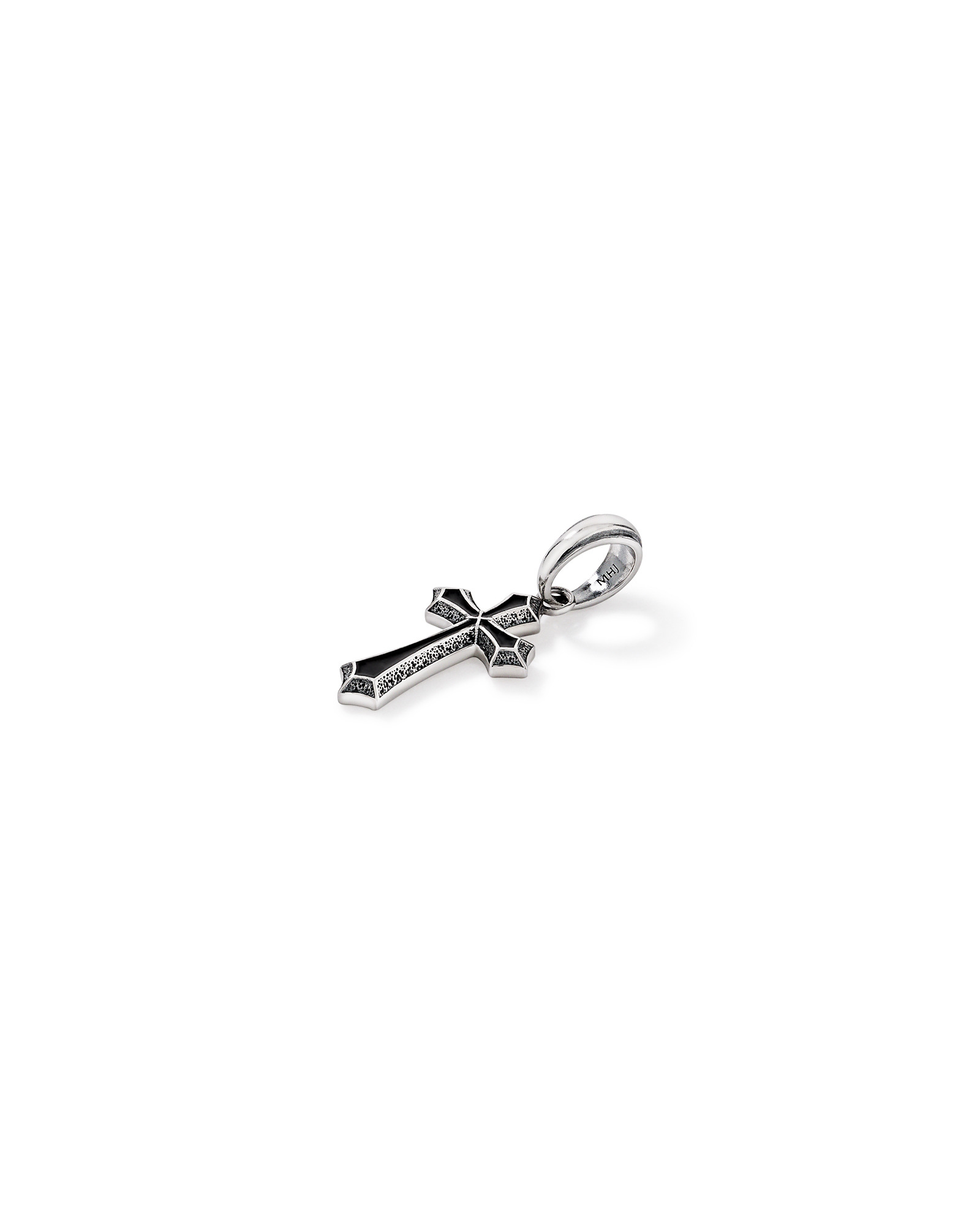 Pendentif croix en argent sterling et émail noir