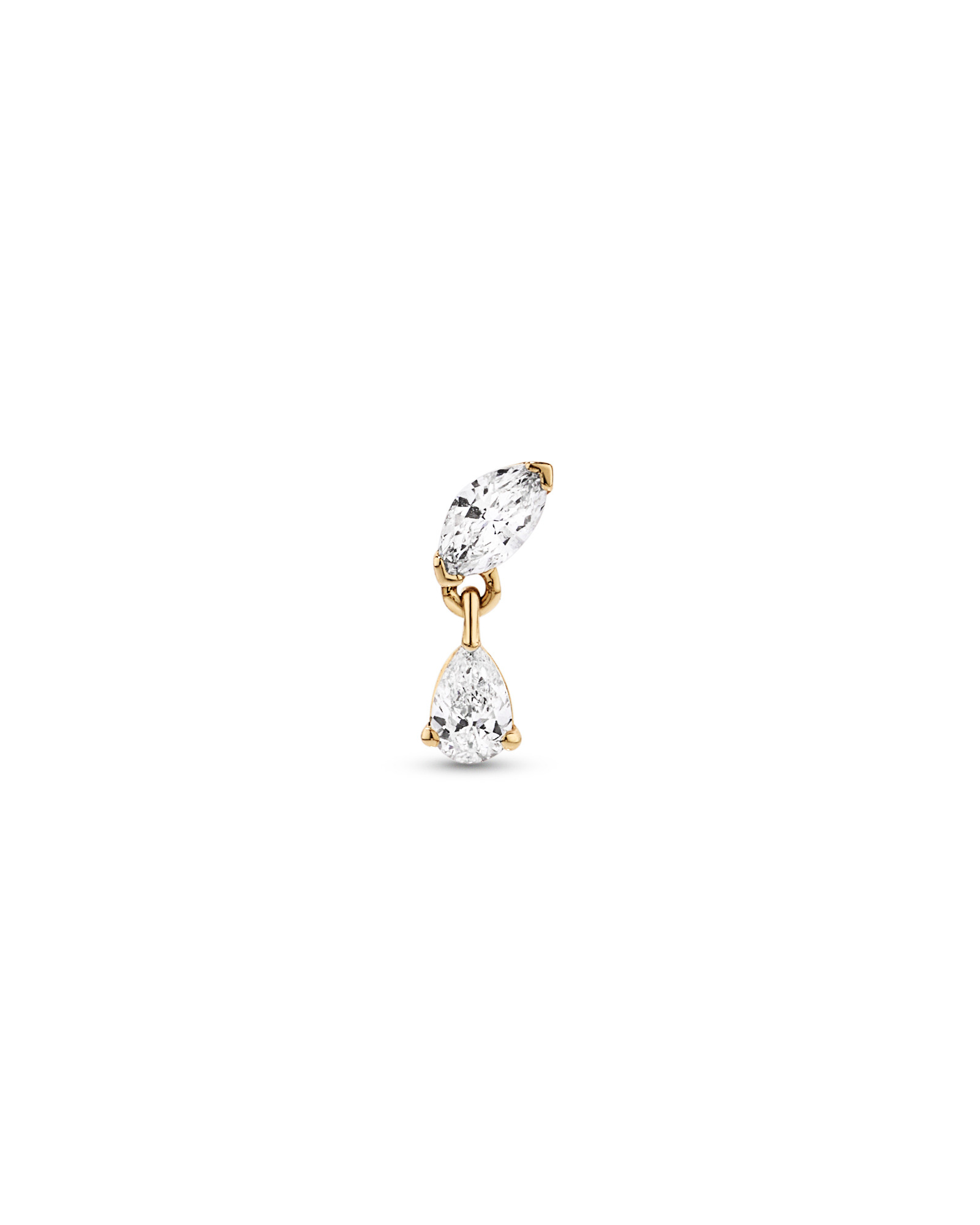 0.09 Carat TW Laboratory-Grown Diamond Marquise Cut Stud with Pear Cut Drop in 10kt Yellow Gold