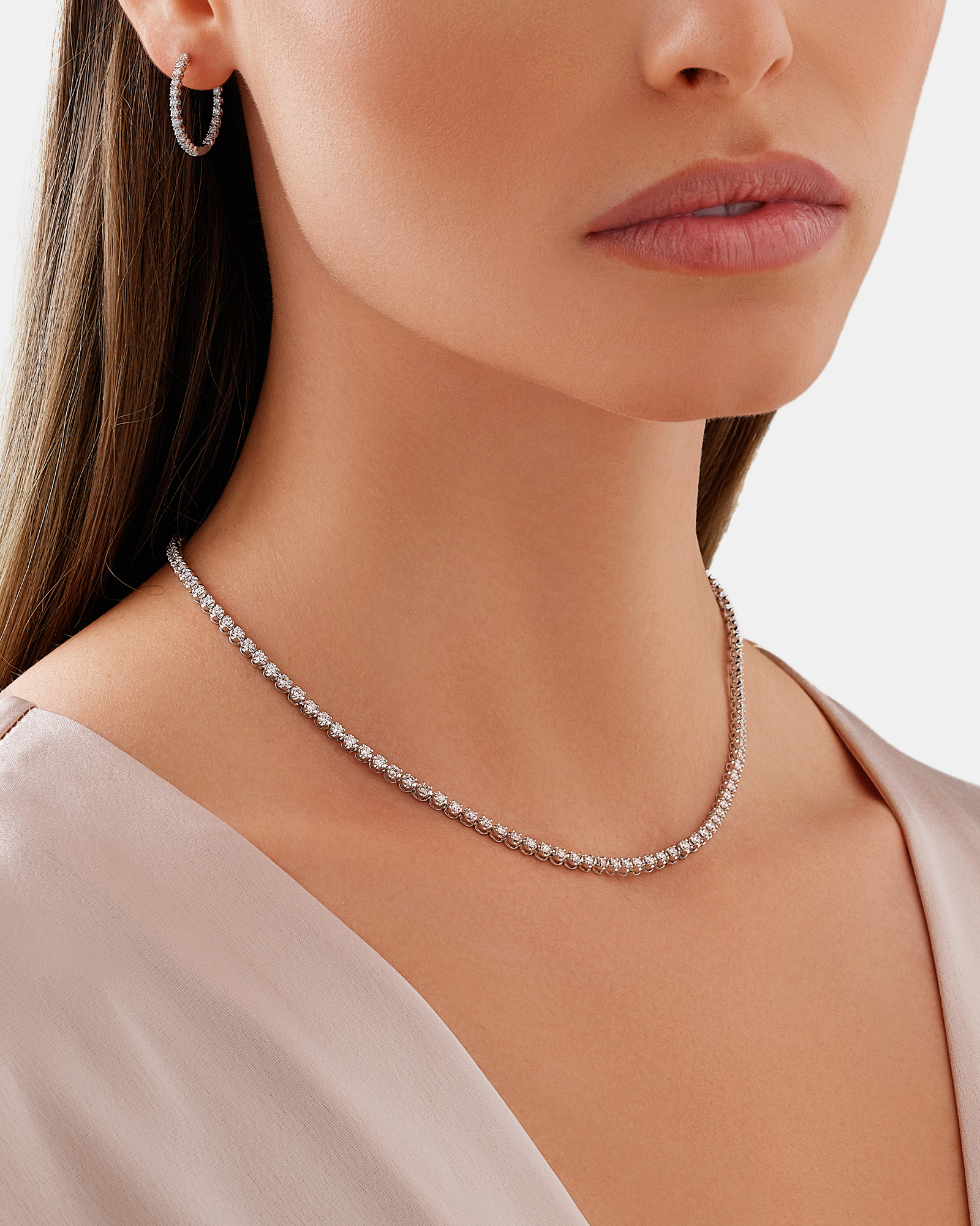 4.00 Carat TW Laboratory-Grown Diamond Tennis Necklace set in 10kt White Gold