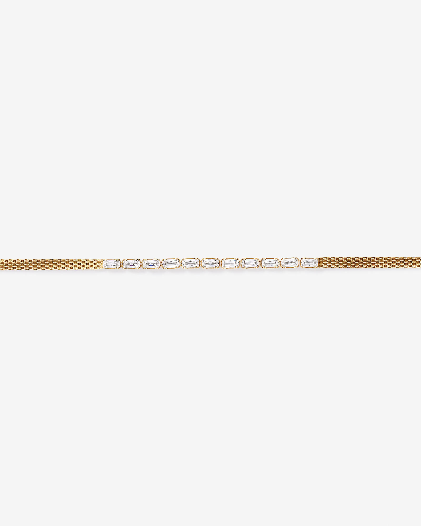 19cm (7.5") Baguette Cubic Zirconia Bismarck Bracelet in 18kt Yellow Gold Vermeil
