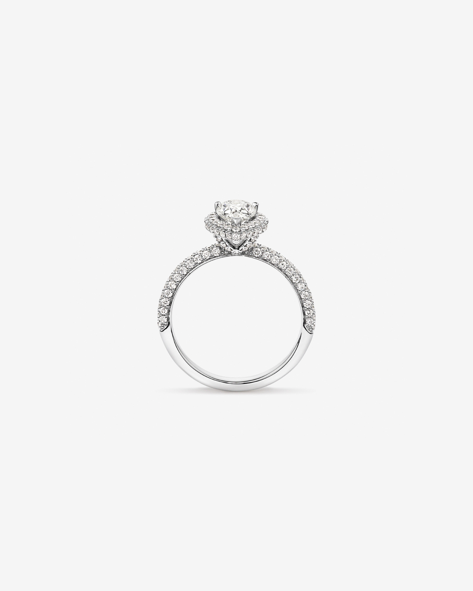 Bague de fiançailles TW 1,65 carat en pavé diamants taillés platine