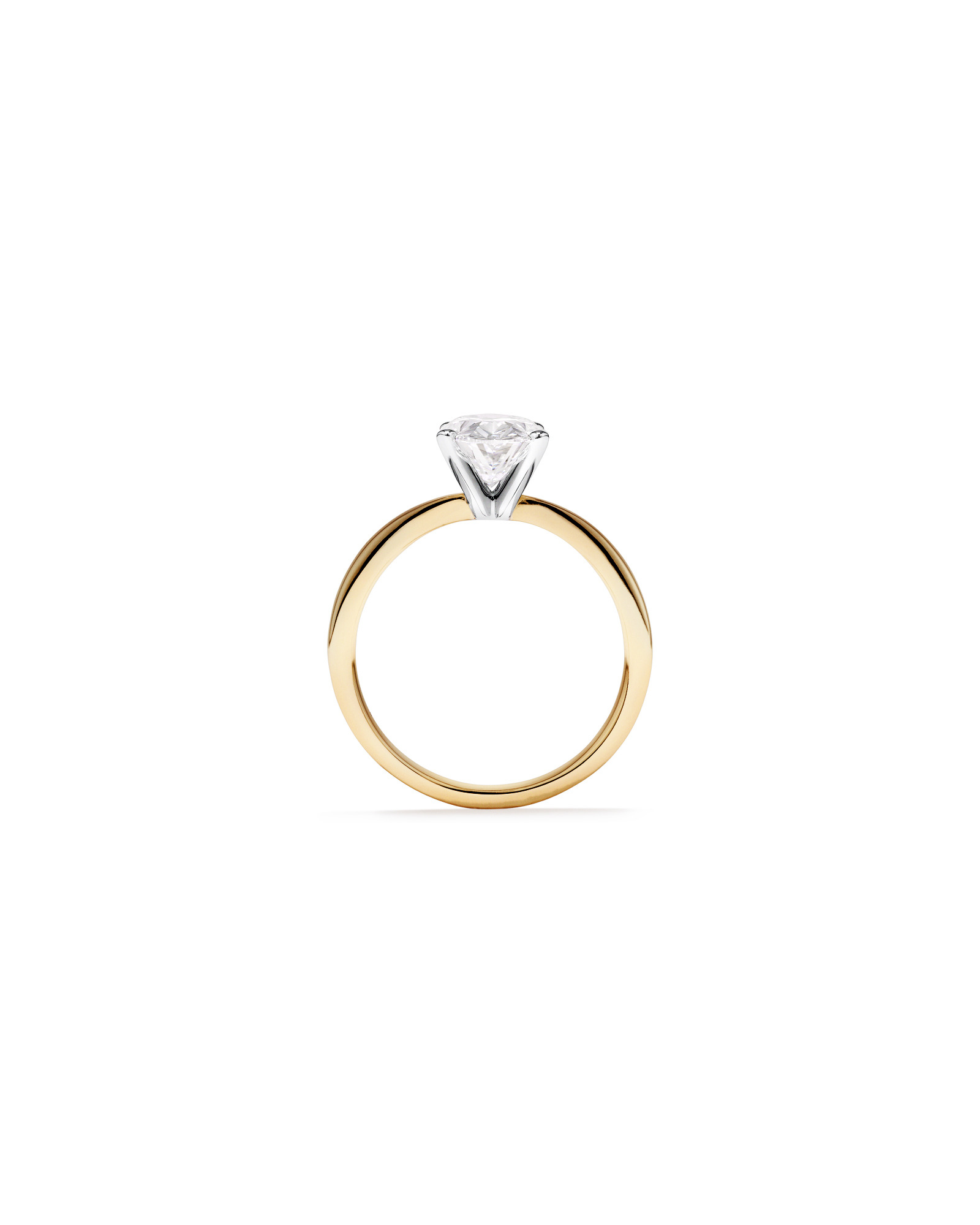 Bague de fiançailles TW coupe ovale 2,00 carats en diamant cultivé laboratoire or jaune et blanc 14