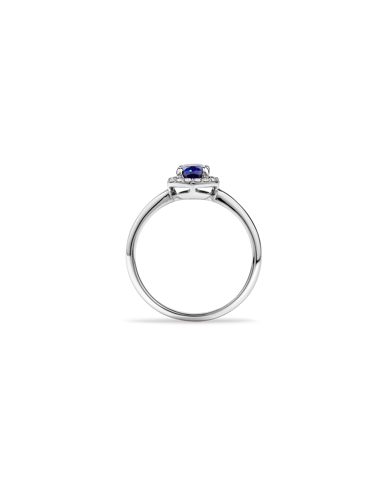 Création de la bague halo en diamant Sapphire & 0.10TW cultivée laboratoire or jaune 10kt et Rhodium