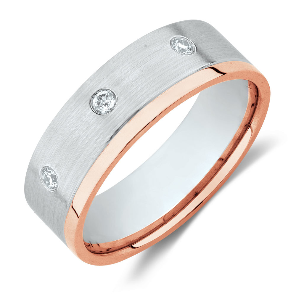 white and rose gold mens ring