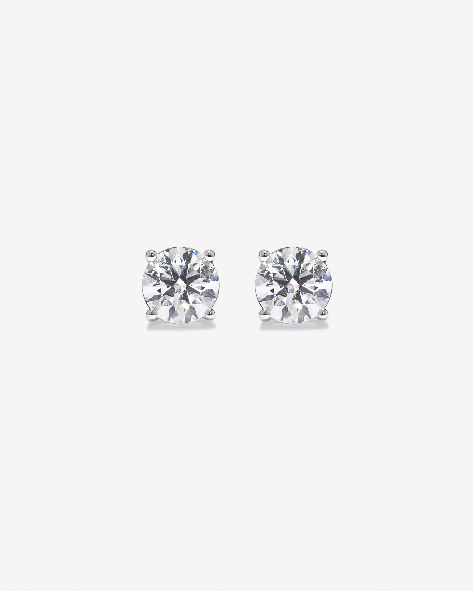 2.00 Carat TW Laboratory-Grown Diamond Solitaire Screwback Stud Earrings in 10kt White Gold