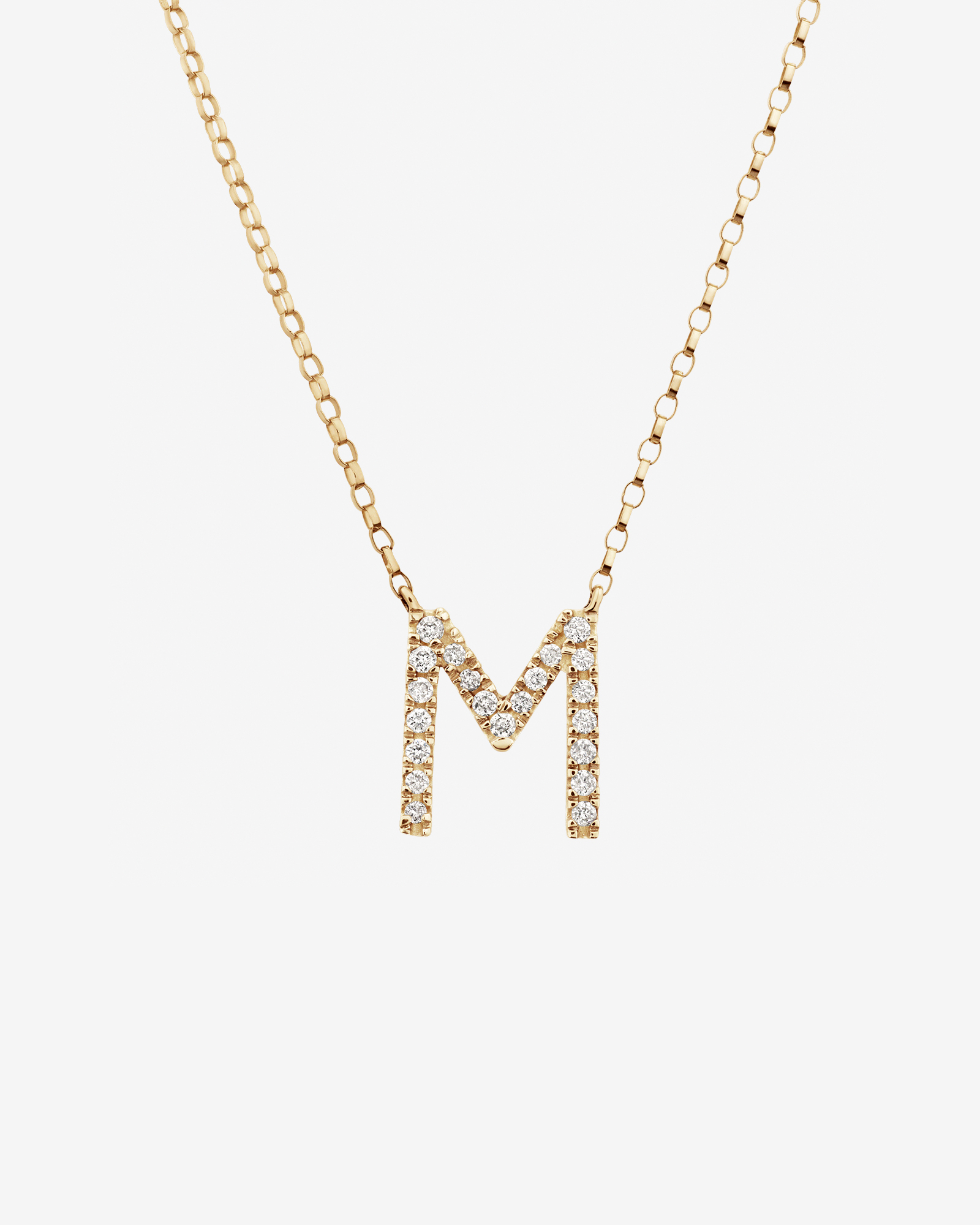 "M" Initial Necklace with 0.10 Carat TW of Diamonds in 10kt Yellow Gold
