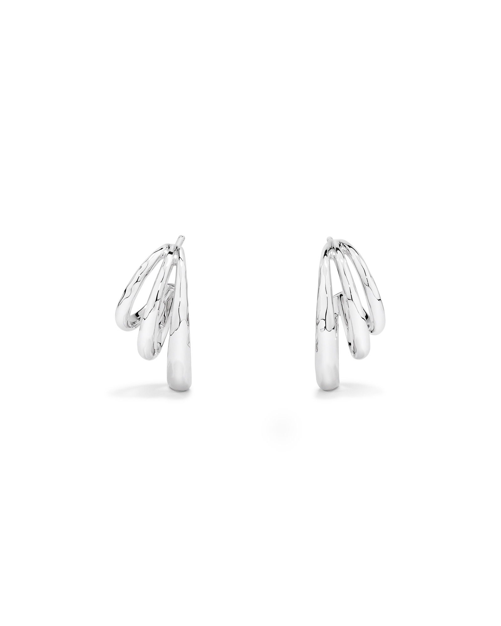 Boucles D'Oreilles Triples Demi-Créoles Graduées En Argent Sterling