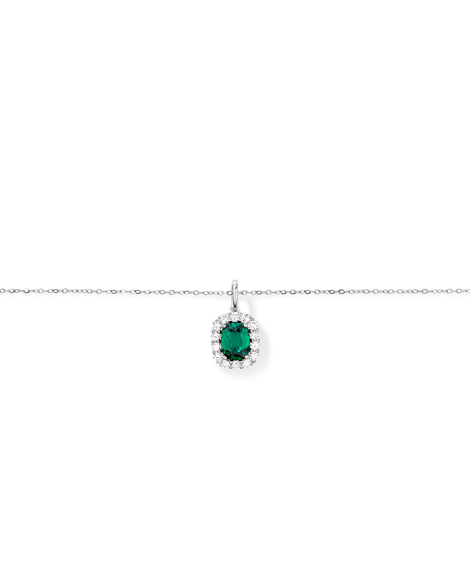 Created Emerald & .50 Carat TW Laboratory-Grown Diamond Halo Ring in 10kt White Gold