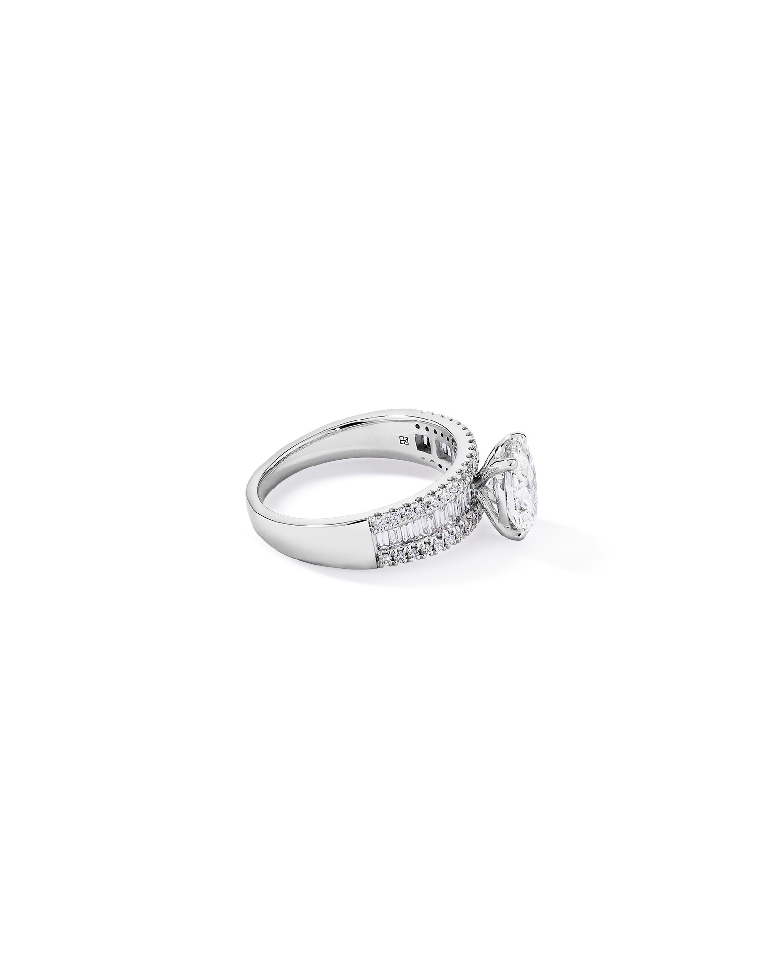 2.21 Carat TW Oval and Baguette Laboratory-Grown Side Accent Diamond Ring 14kt White Gold