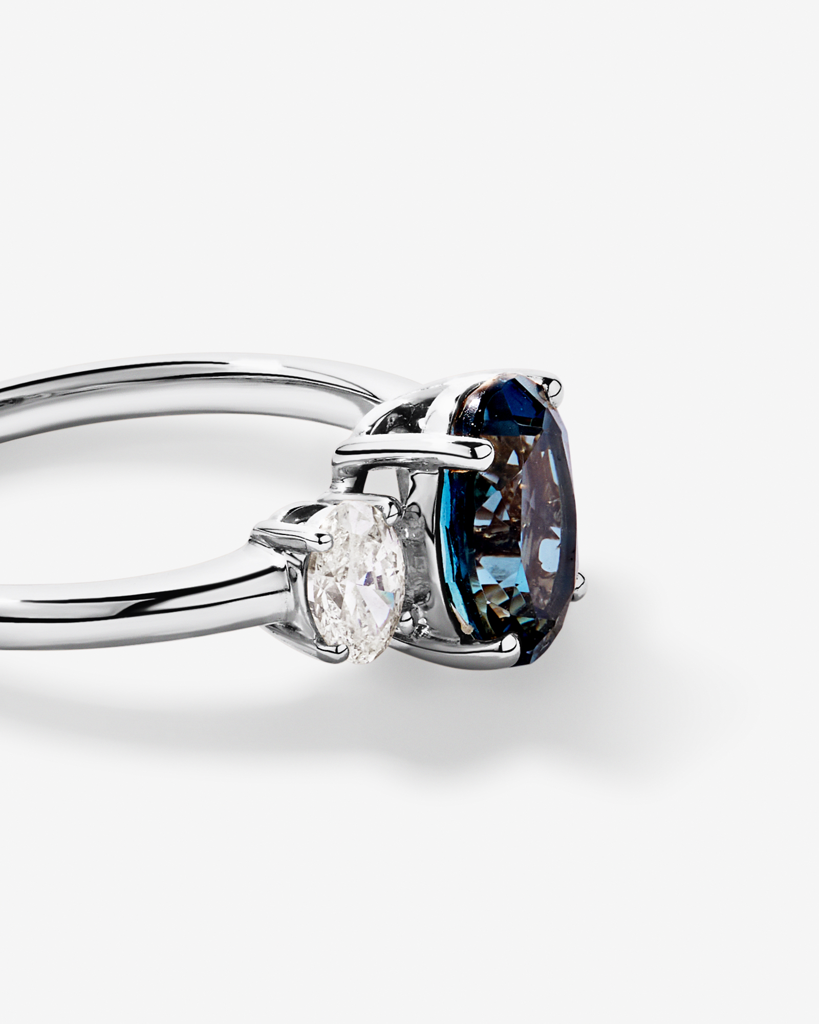 London Blue Topaz Ring with .46 Carat TW Diamonds 14kt White Gold