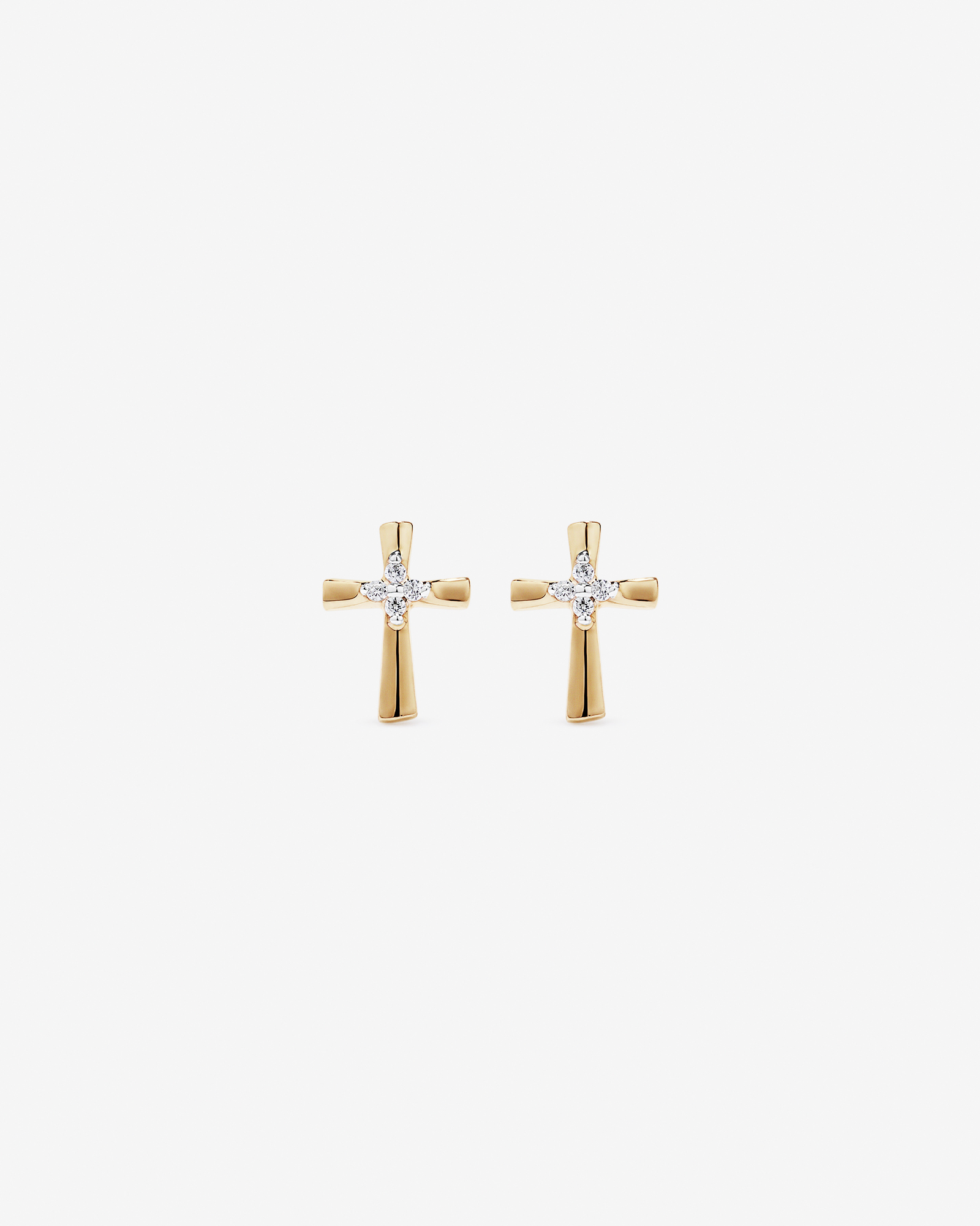 Children's Cubic Zirconia Cross Stud Earrings in 10kt Yellow Gold
