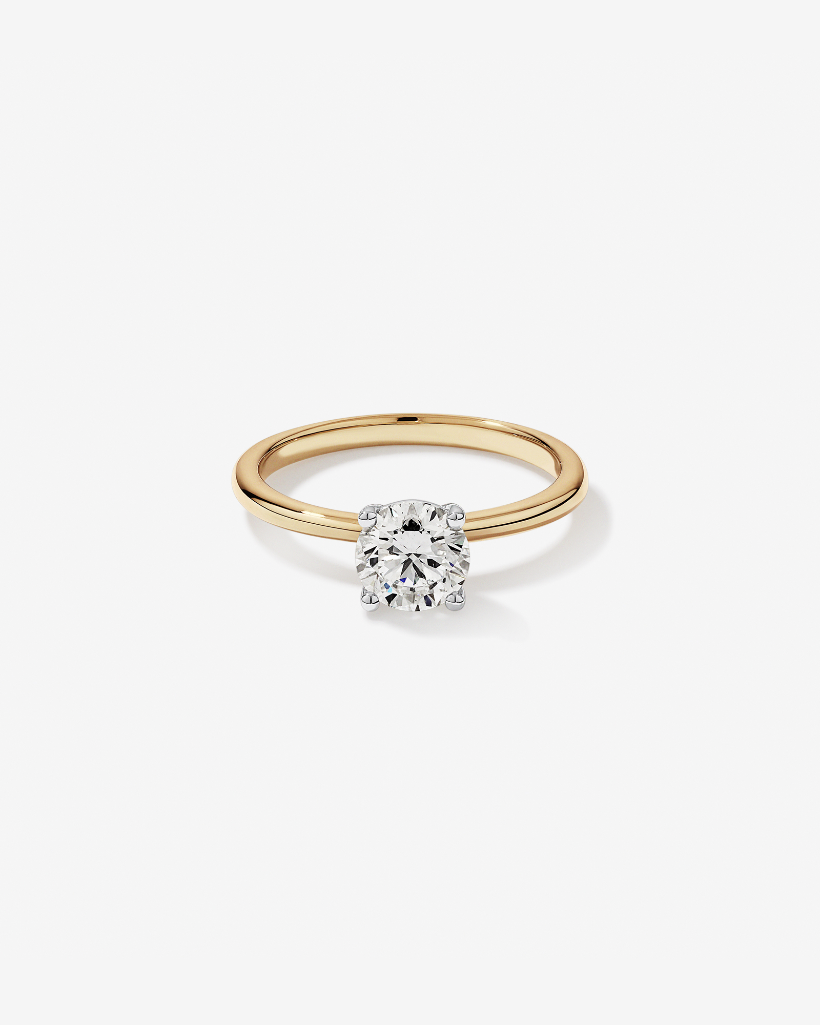 Bague solitaire en diamant canadien rond brillant 1,00 carat poids total en or jaune et blanc 18 kt