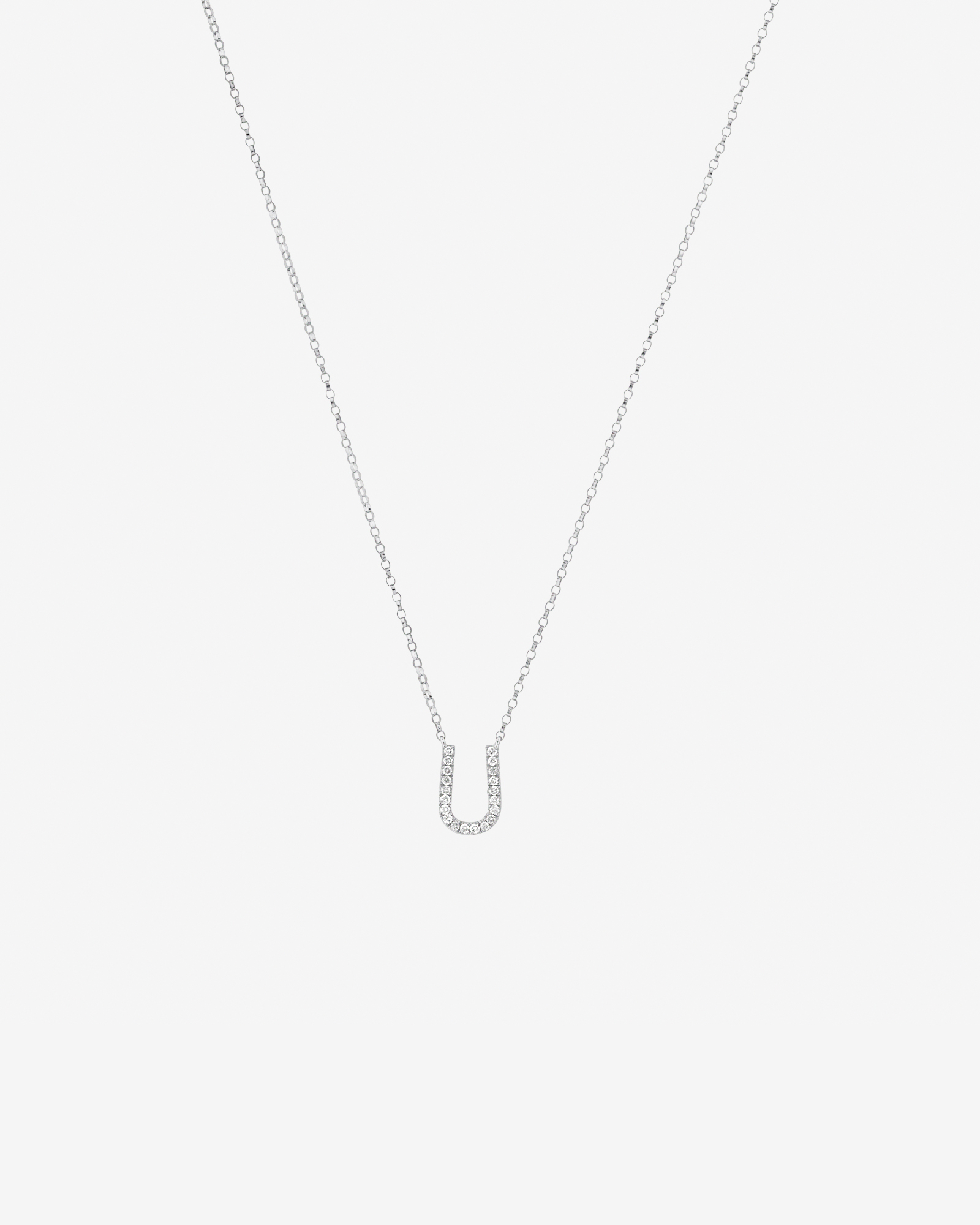 U Initial Necklace with 0.10 Carat TW of Diamonds in 10kt White Gold