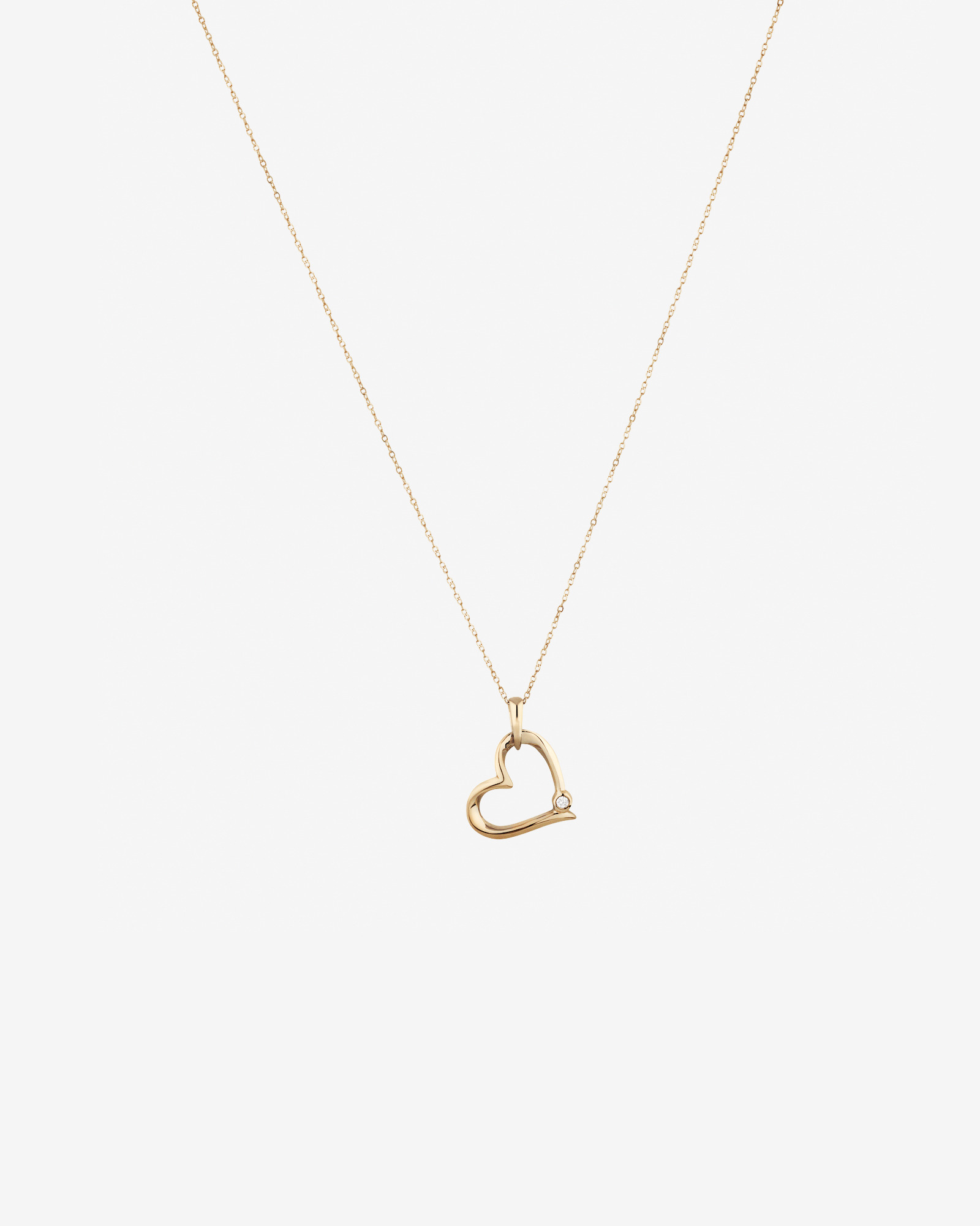 Pendentif de cœur en or jaune 10 K avec diamant