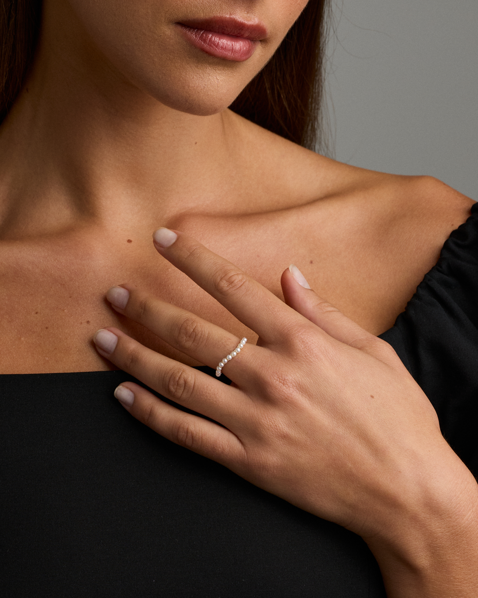 Cultured Freshwater Pearl Wave Band Ring 10kt Yellow Gold