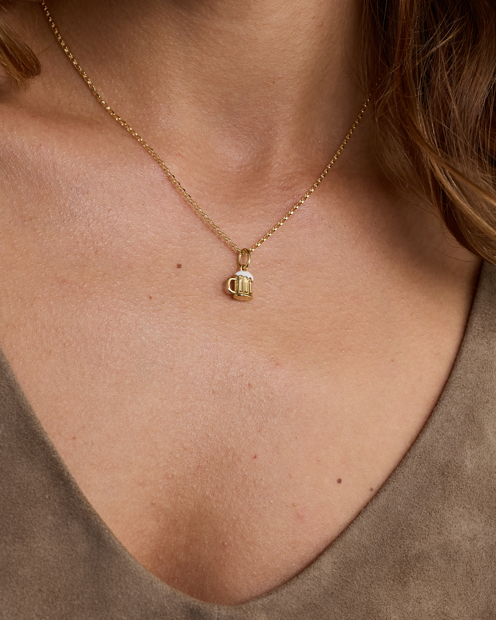 Enamel Stein Pendant in 18KT Yellow Gold Vermeil