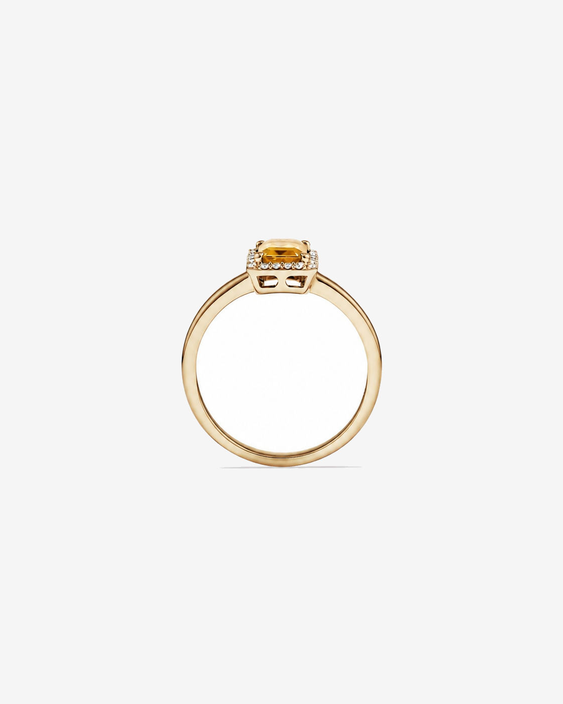 Emerald Cut Citrine and Diamond Halo Ring 10kt Yellow Gold