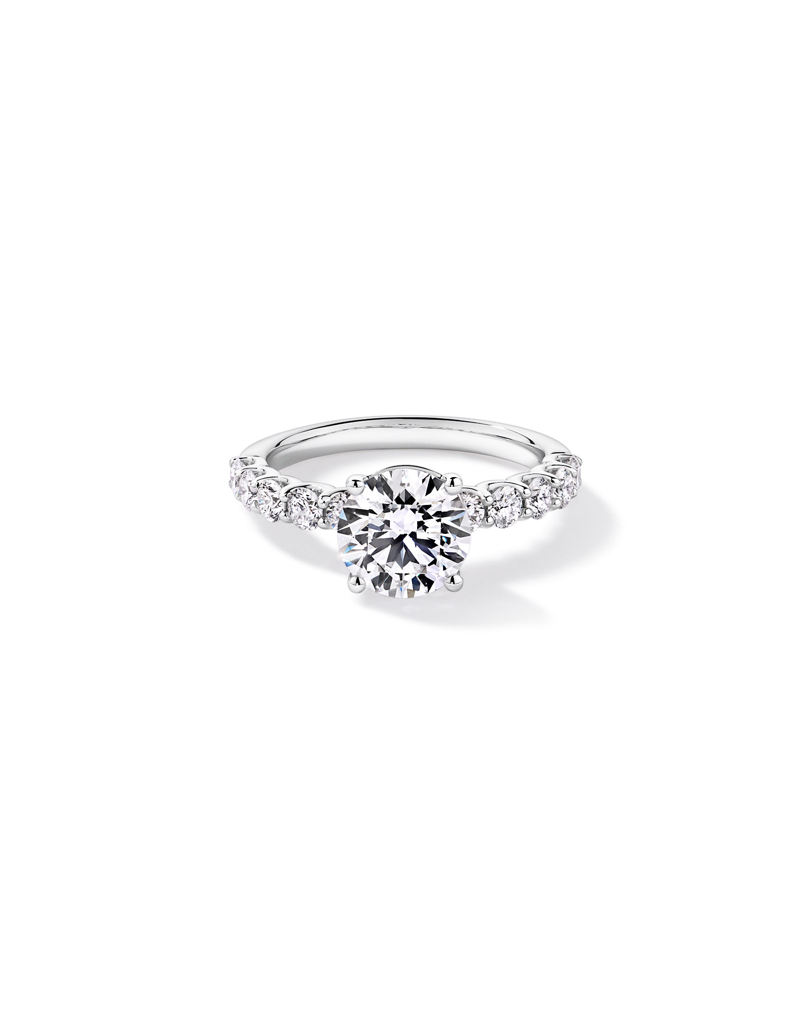 Bague de fiançailles en or blanc 14 carats sertie d'un diamant rond brillant 2,75 carats, cultivé laboratoire