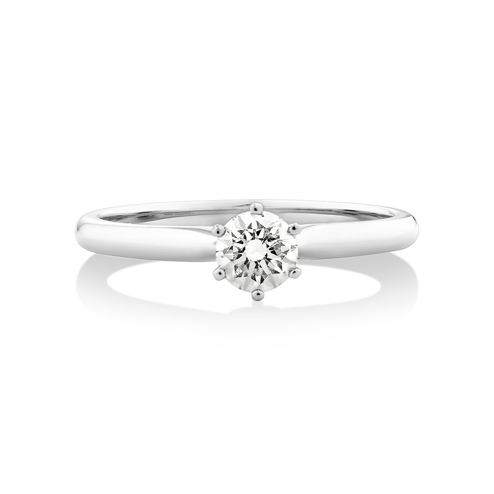 Bague de fiançailles en or blanc 18 K à diamant solitaire certifié totalisant 0,34 ct