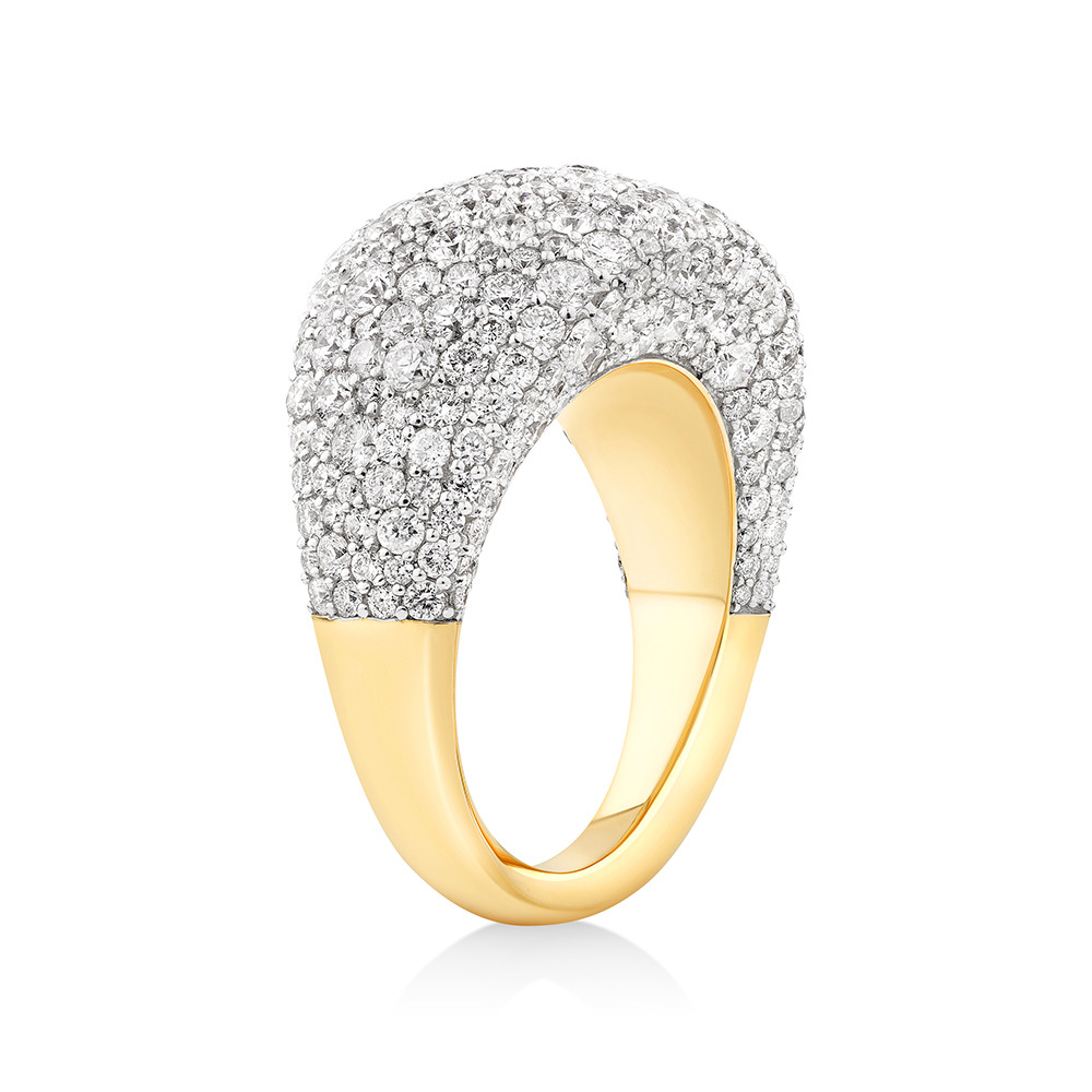 Bague Stardust en or jaune 14 K et en rhodium à diamants totalisant 4,06 ct