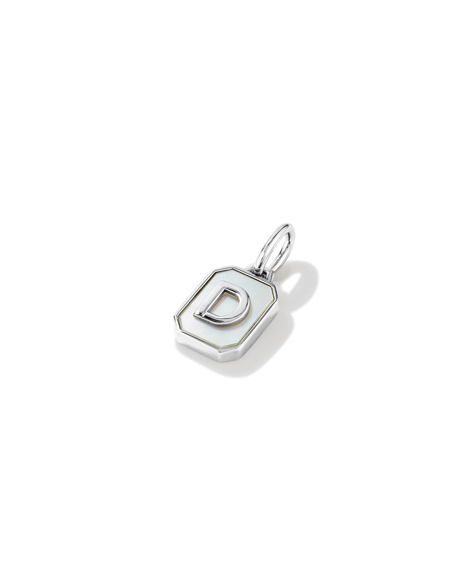 Letter D Mother of Pearl Initial Pendant in Sterling Silver