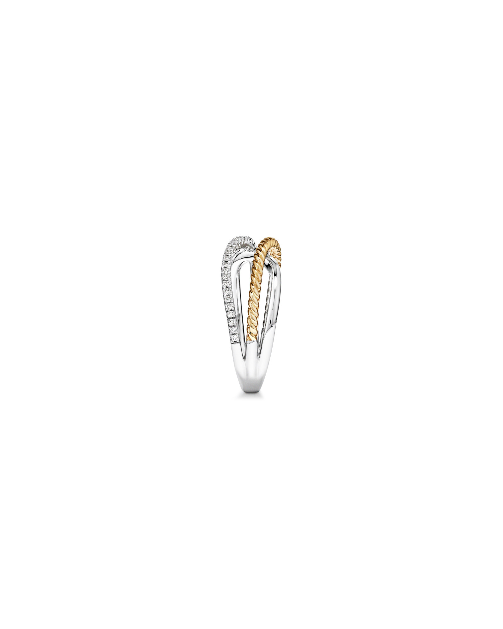 Bague en argent sterling et or jaune 10 K avec diamants totalisant 0,15 ct