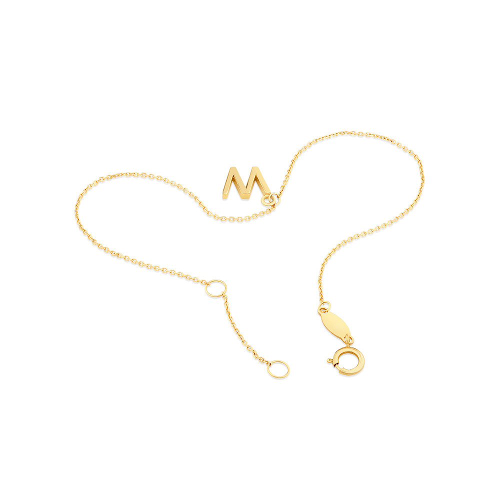 19cm (7.5") W Initial Bracelet in 10kt Yellow Gold