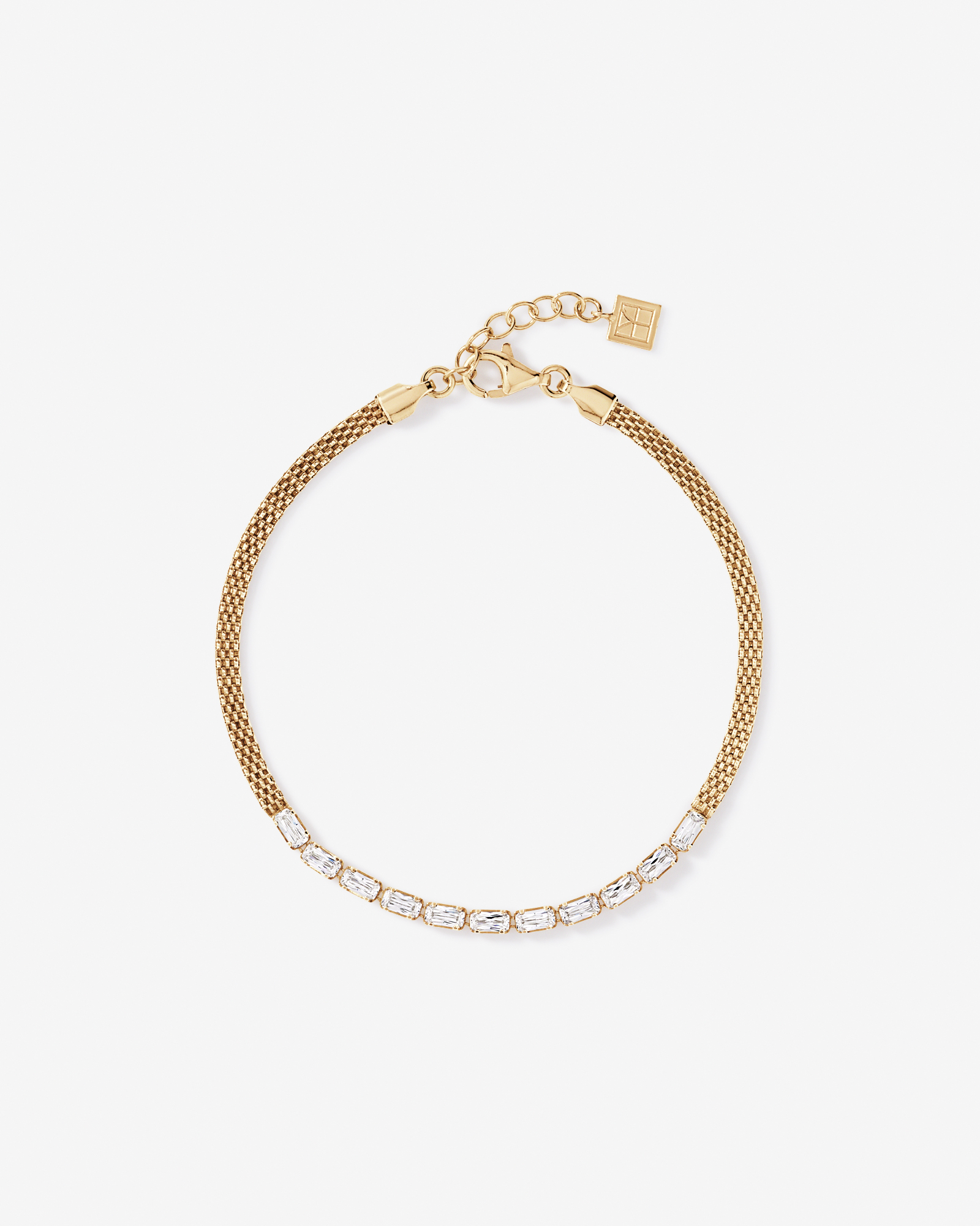 19cm (7.5") Baguette Cubic Zirconia Bismarck Bracelet in 18kt Yellow Gold Vermeil