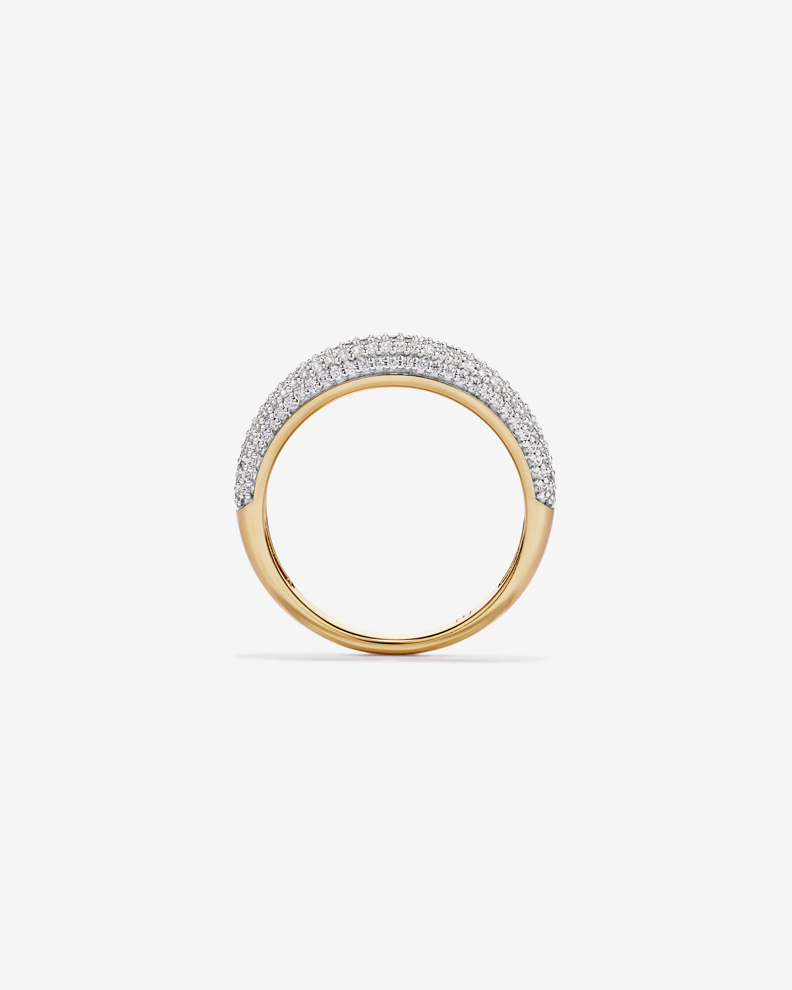 Anneau Pavé Dome avec zirconie cubique en Vermeil 18 kt