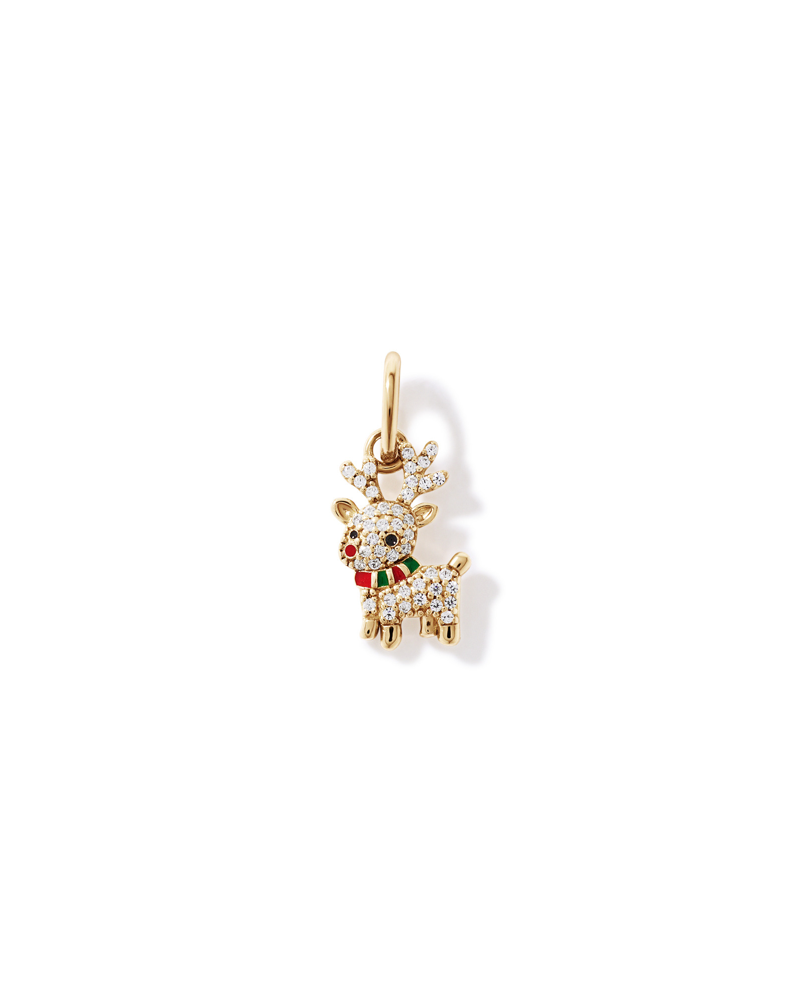Christmas Reindeer Pendant with Cubic Zirconia in 18kt Yellow Gold Vermeil