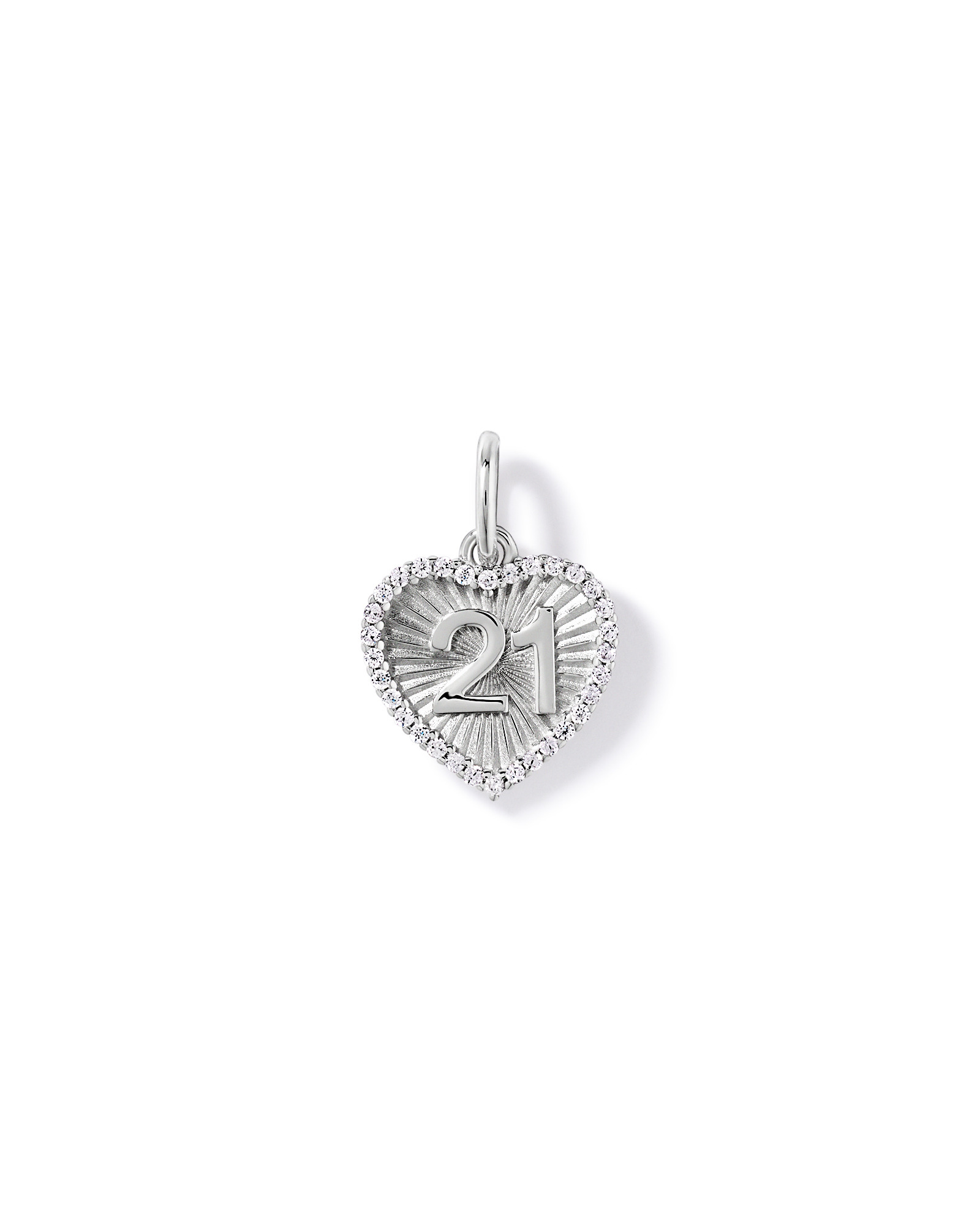 Pendentif cœur rayon de soleil 21 mm avec zircon cubique en argent sterling
