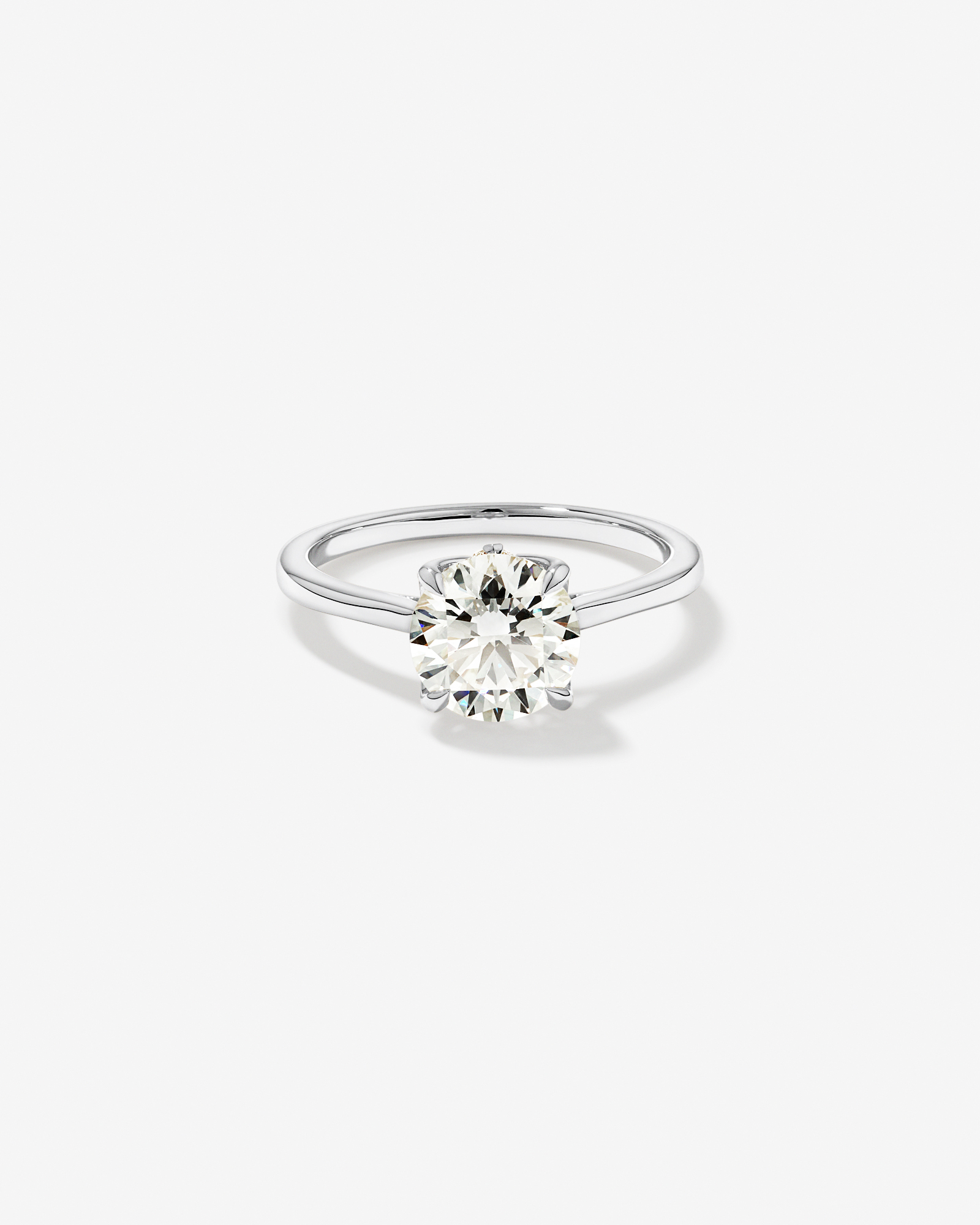 2.09 Carat TW Round Brilliant Laboratory-Grown Diamond Solitaire ring with Tulip inspired Marquise Diamonds 14kt Gold