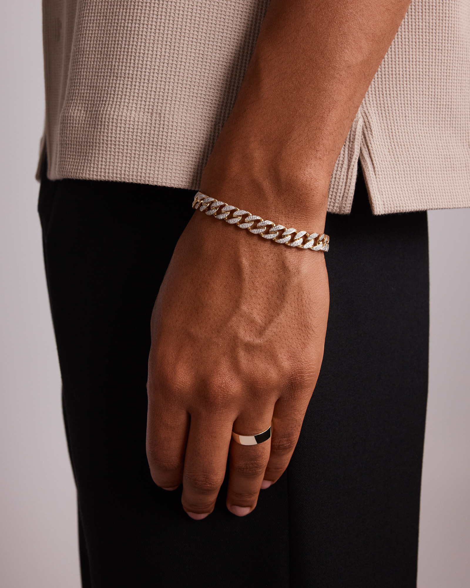 2.00 Carat TW Diamond Set Cuban Link Bracelet in 10kt Yellow and White Gold