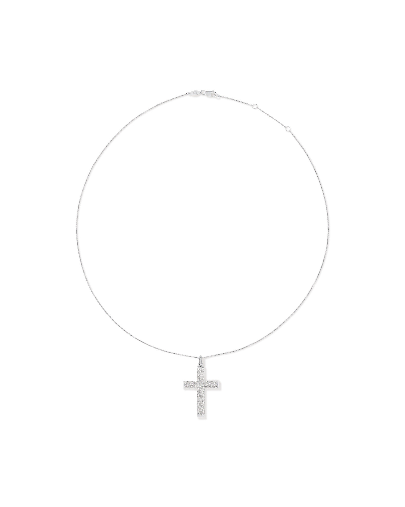 Cubic Zirconia Puff Cross Pendant Necklace in Sterling Silver