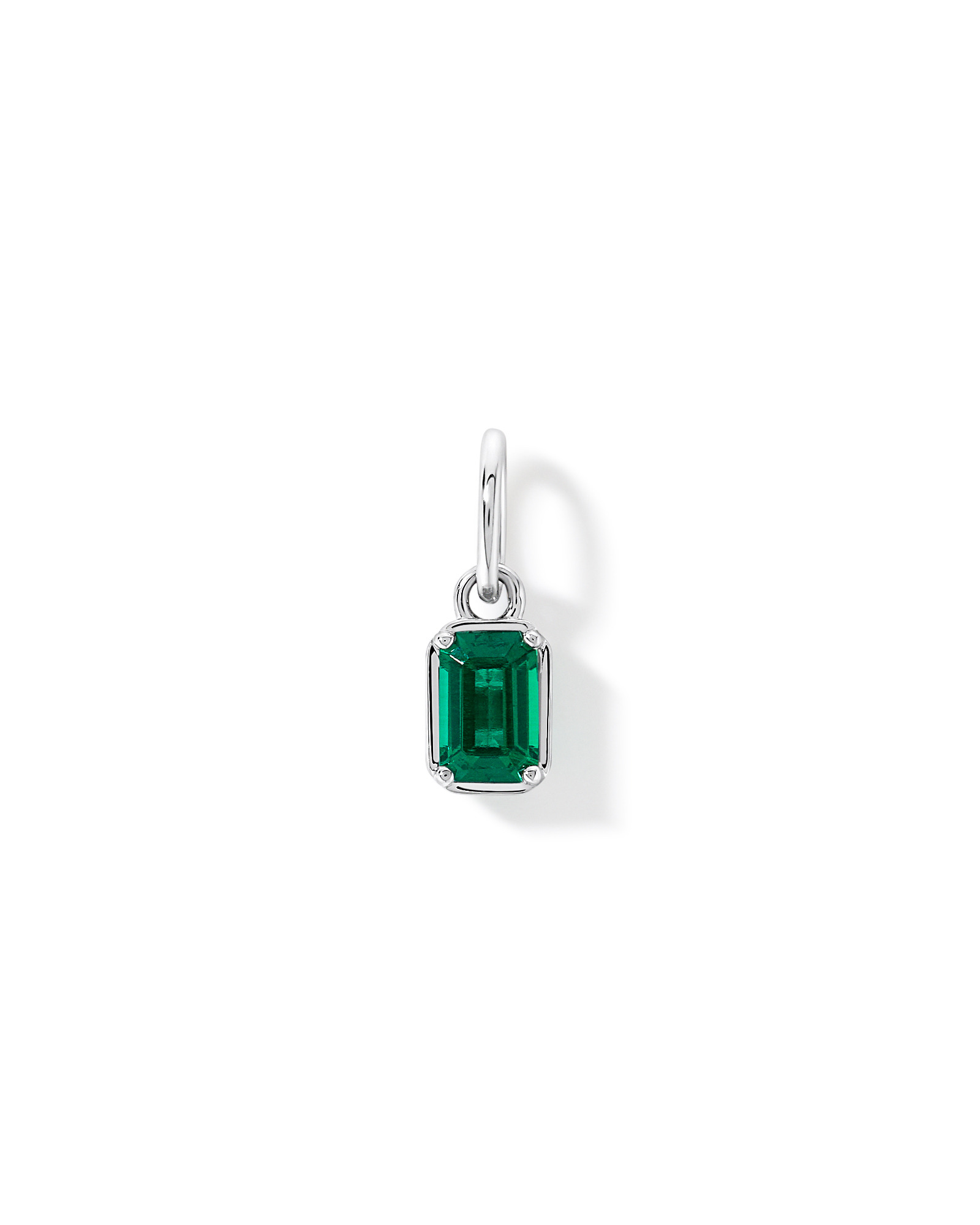Emerald-Cut Created Emerald Pendant in Sterling Silver