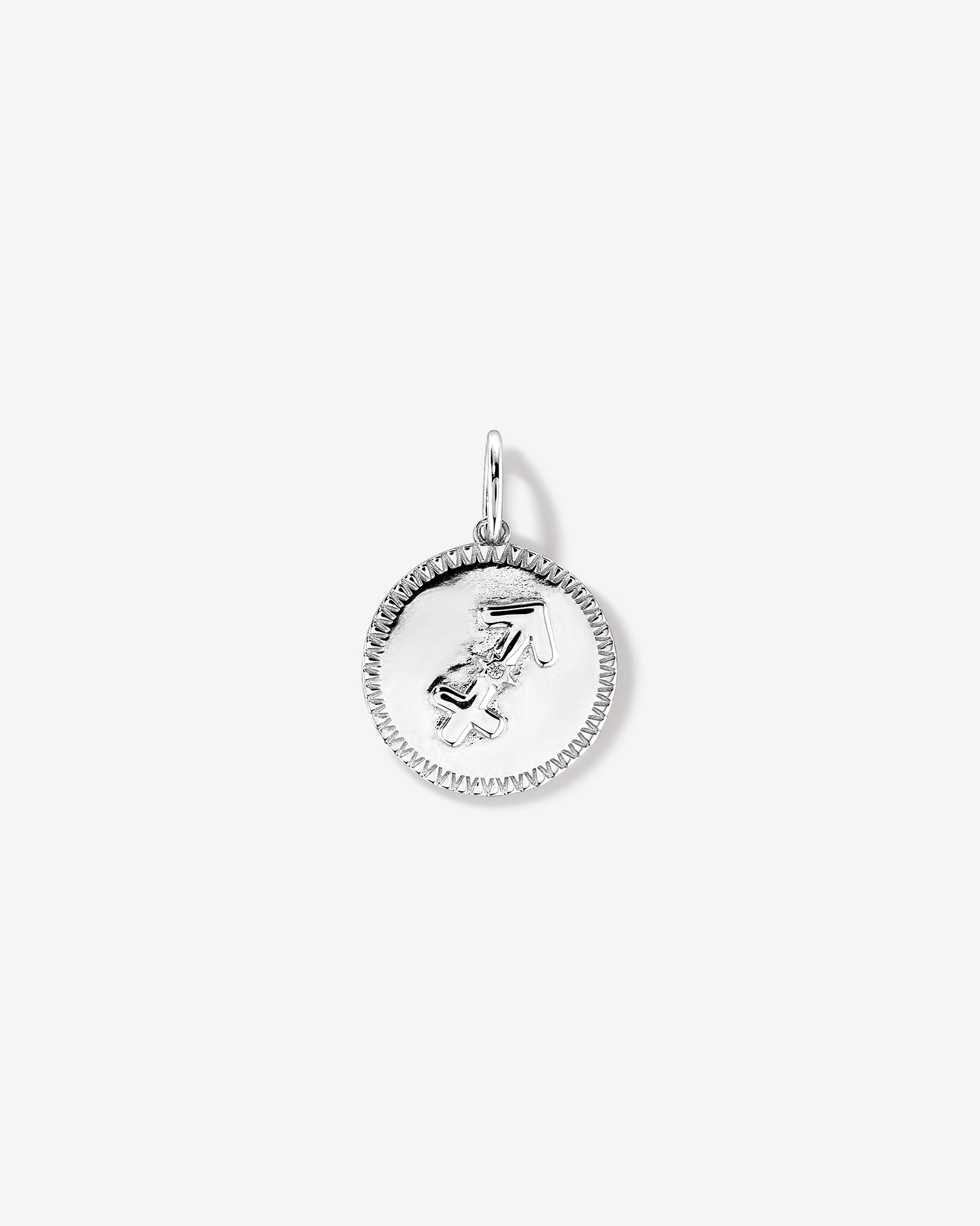 Diamond Accent Sagittarius Zodiac Pendant in Sterling Silver