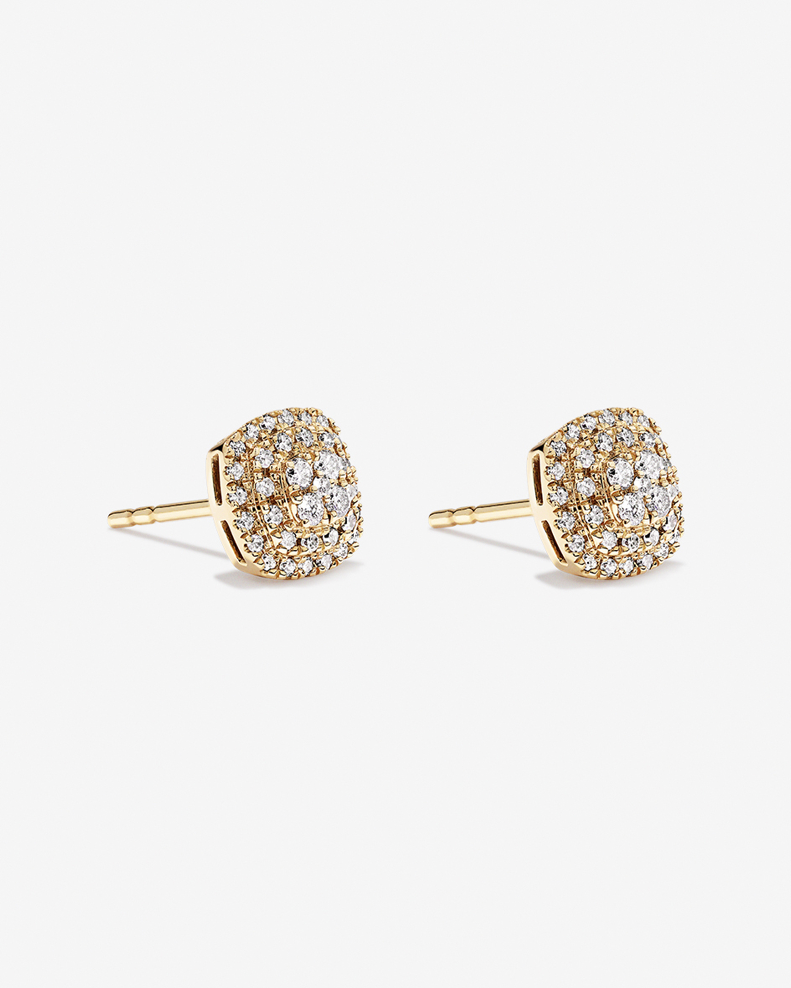 0.30 Carat TW Cushion Shaped Diamond Cluster Stud Earrings in 10kt Yellow Gold