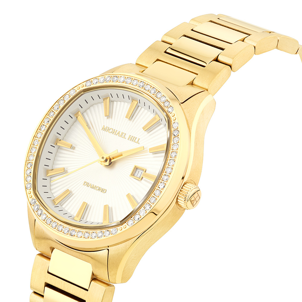 Montre Quartz Pour Femmes De 0,40 Carat Tw Diamant En Acier Inoxydable Ton Or Jaune