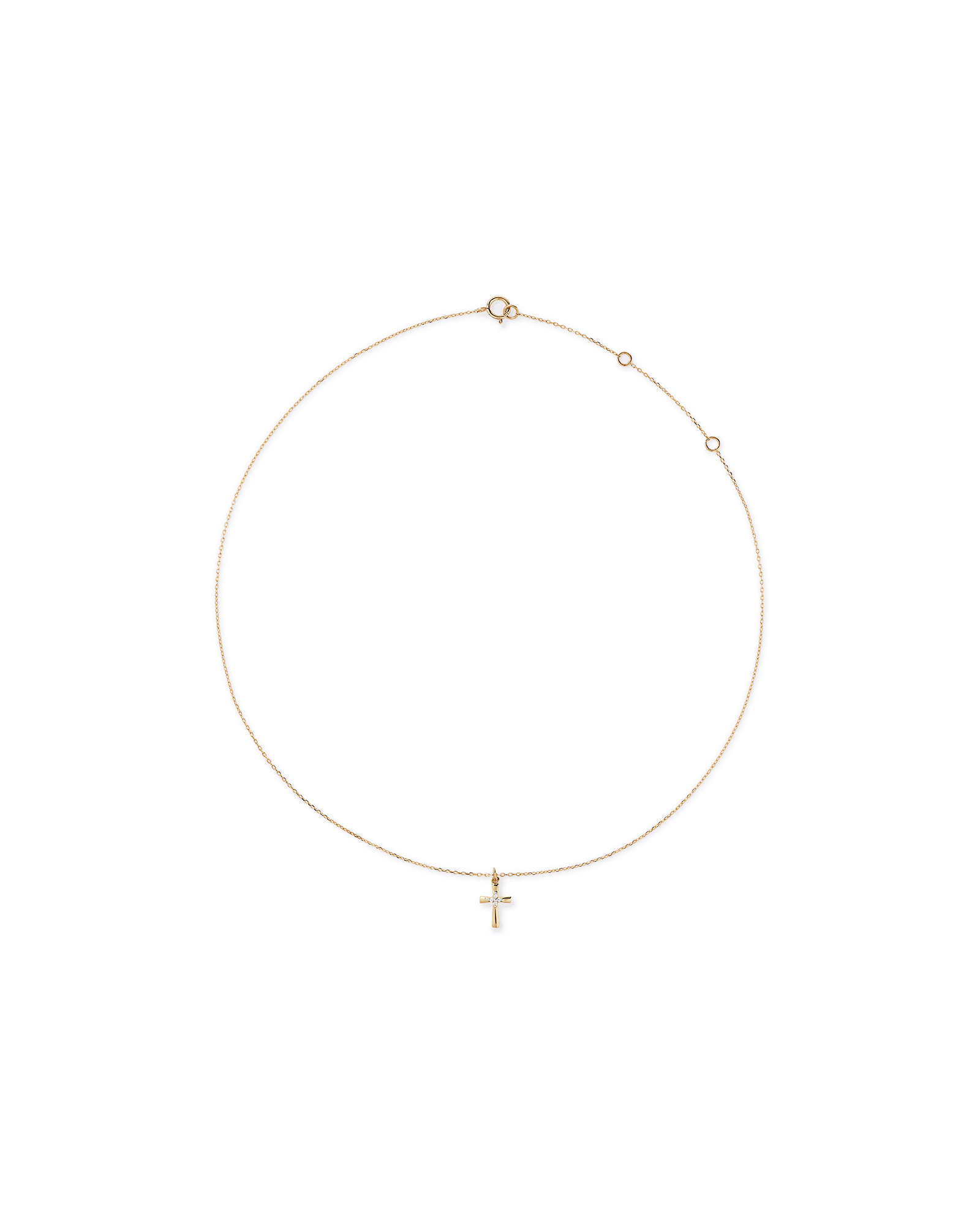 Children's Cubic Zirconia Cross Pendant with Chain in 10kt Yellow Gold