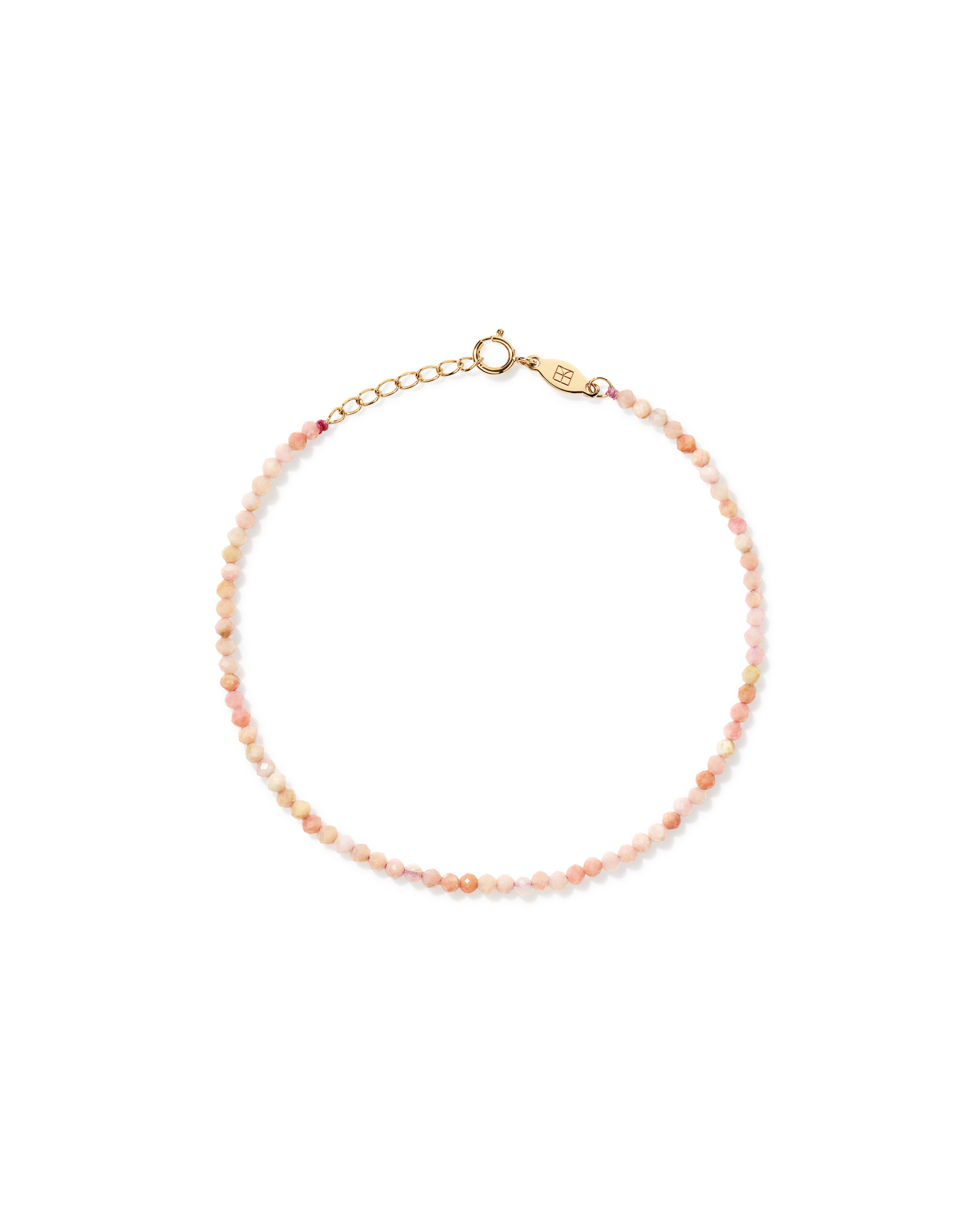 Pink Opal Bead Bracelet in 10kt Yellow Gold