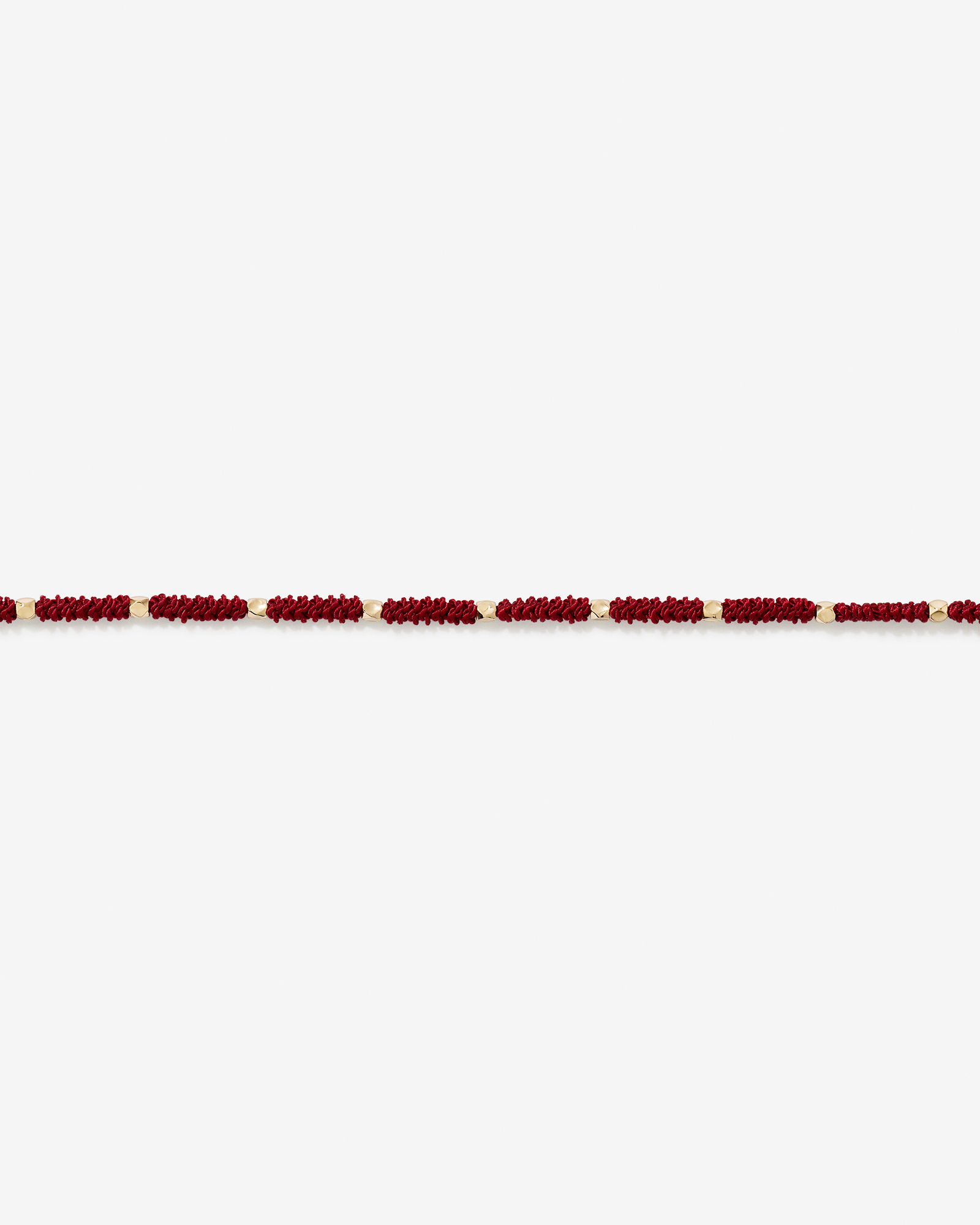 Burgundy Cord Bead Bracelet in 10kt Yellow Gold
