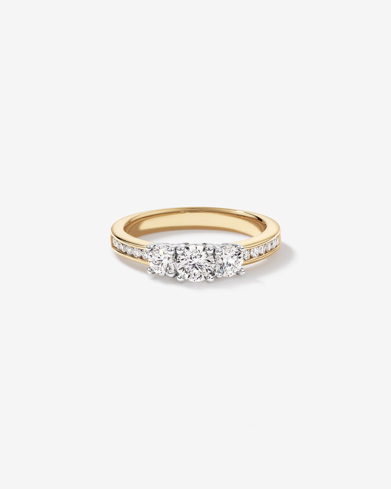 1.00 Carat TW 3 Stone Signature 101 Diamond Ring 14kt Yellow and White Gold