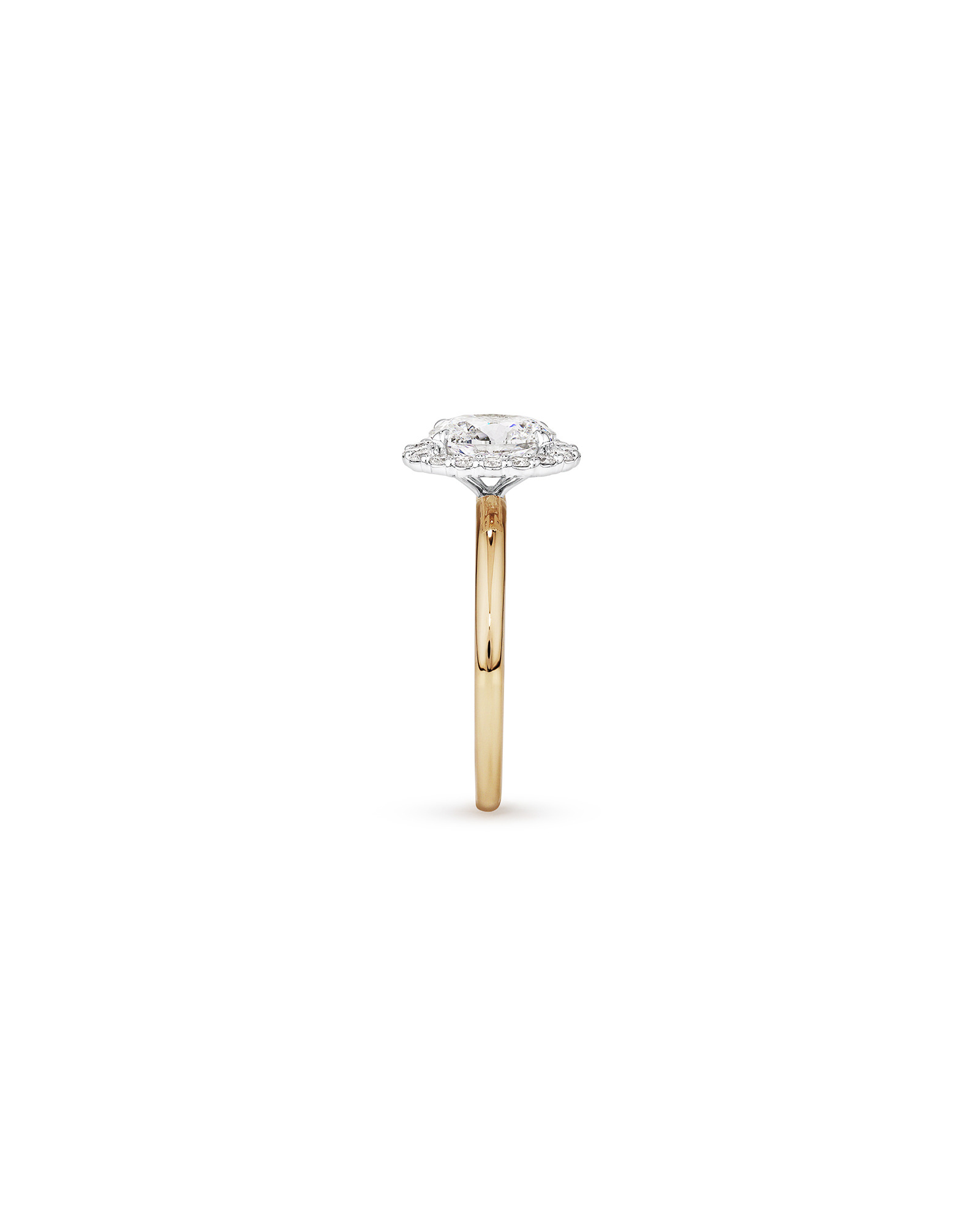 1.46 Carat TW Oval Cut Laboratory-Grown Diamond Halo Engagement Ring 14kt Yellow and White Gold