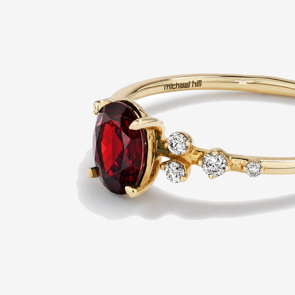 Garnet and 0.12 Carat TW Diamond Ring 10kt Yellow Gold