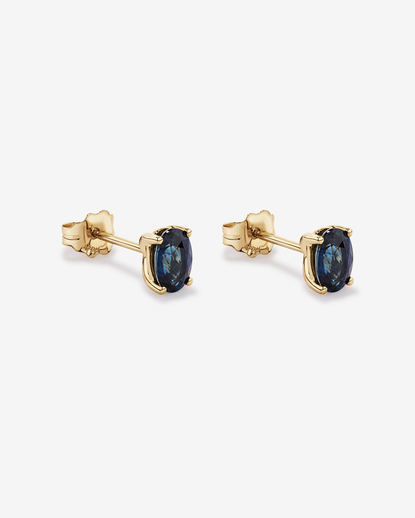 Oval Sapphire Stud Earrings in 10kt Yellow Gold