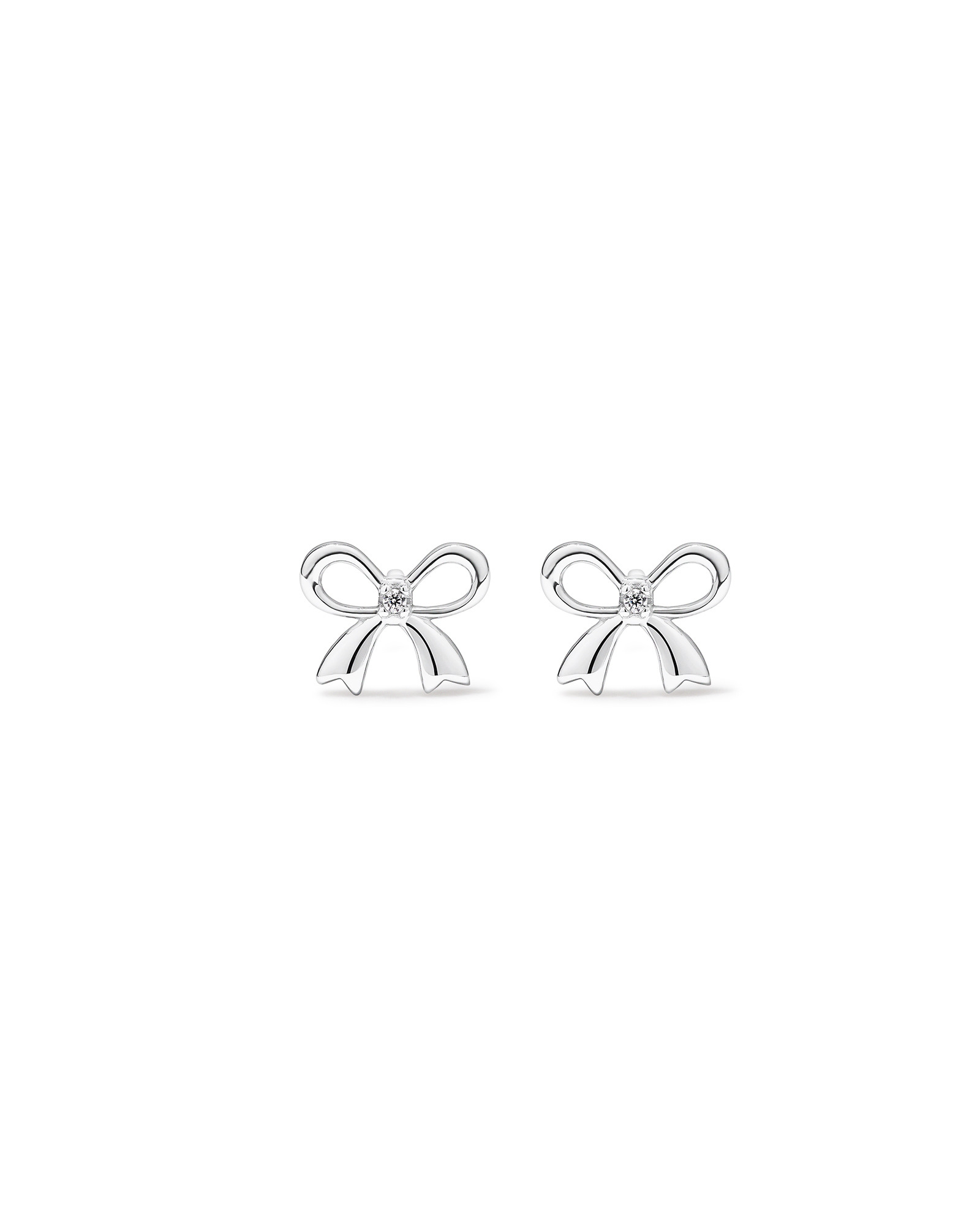 Boucles d’Oreilles Clou Nœud en Zircone Cubique et Argent Sterling