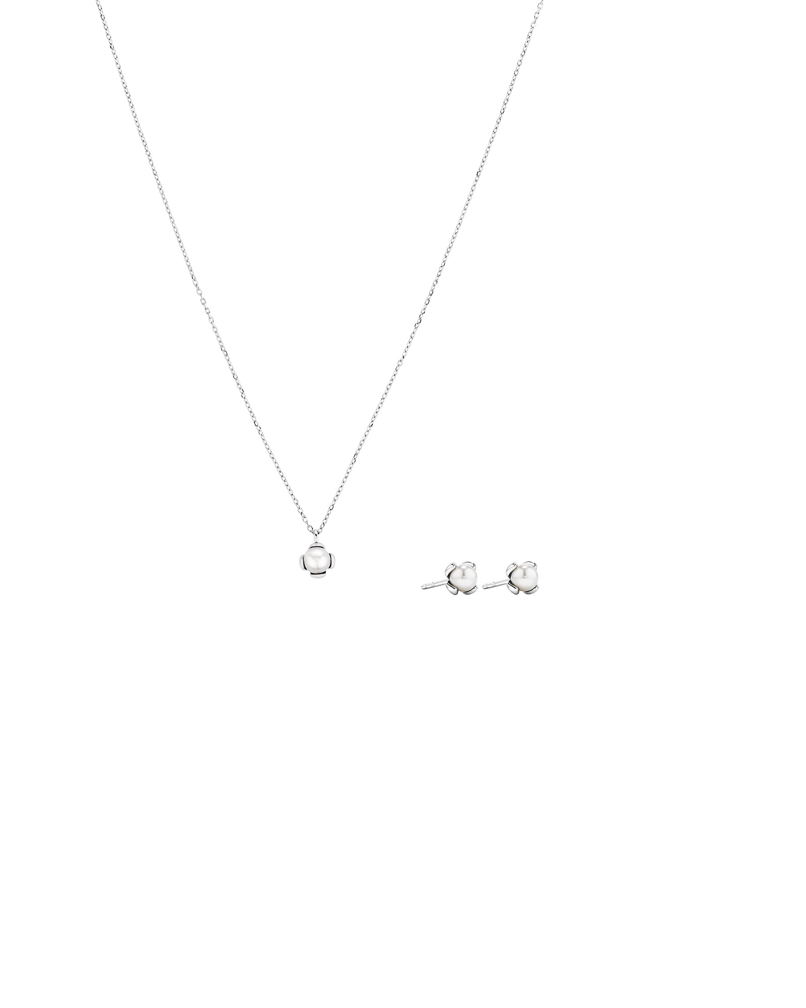 Ensemble cadeau de pendentif et boucle d’oreilles en perles d’eau douce cultivées en argent sterling